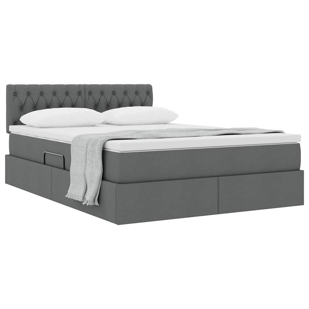 Lit avec rangement et matelas gris foncé 140 x 200 cm velours - 3