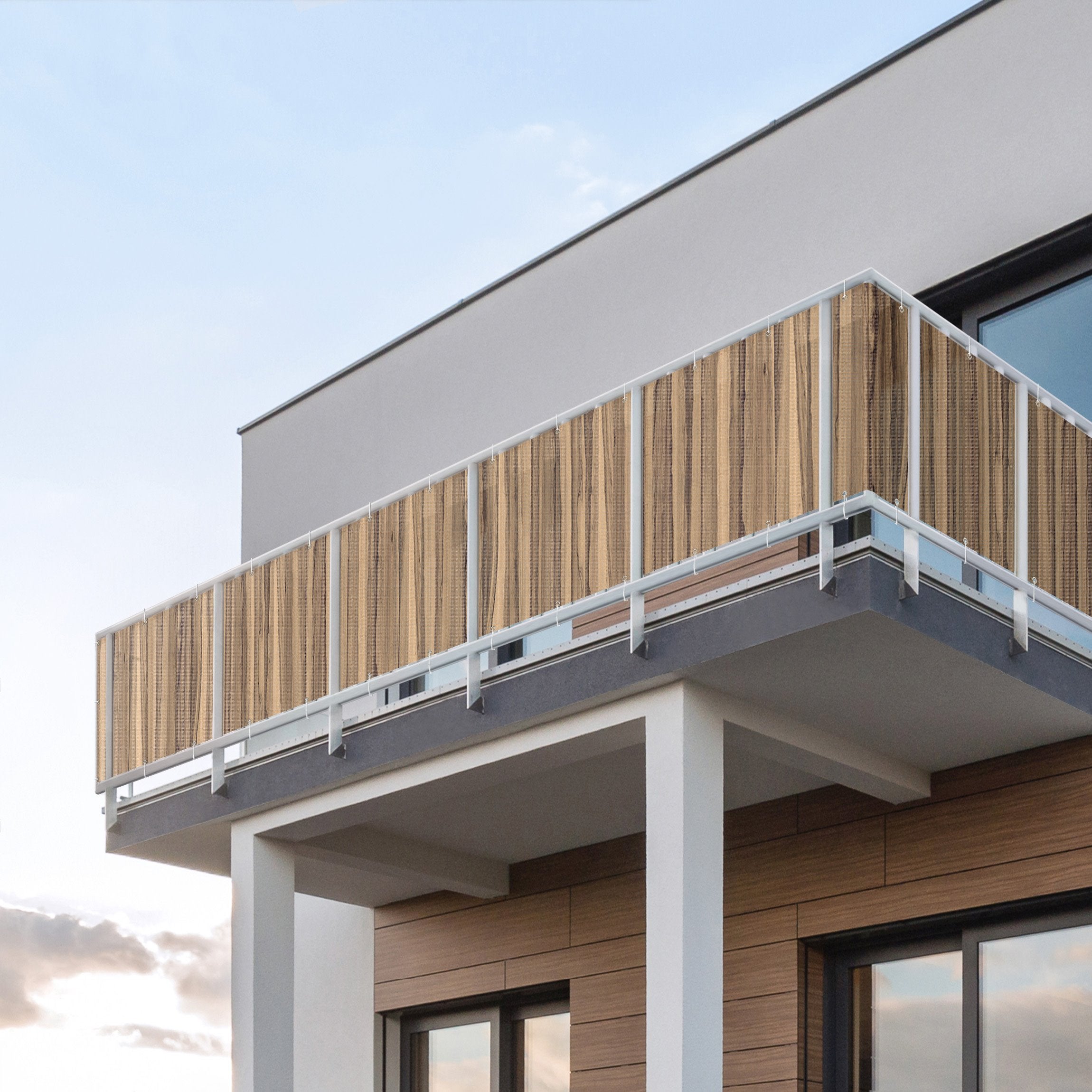 Brise vue brise vent balcon appartement jardin marron H.1,2 x L.6,5 M avec attaches résistant aux intempéries 270 g/m² mesh 1243 - 3