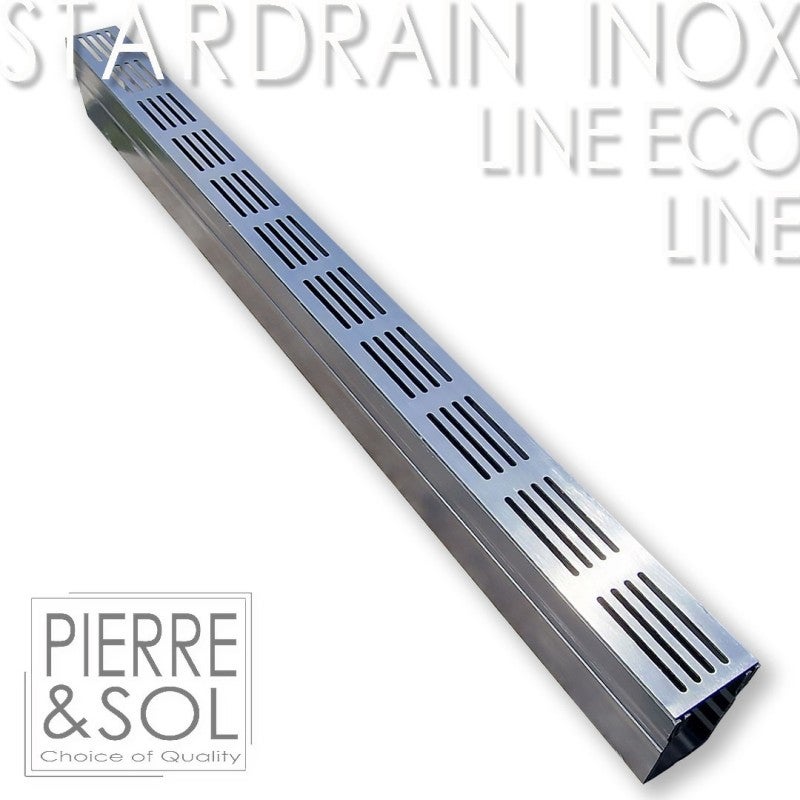 Rejilla inox line canal estrecho 6,5 cm - stardrain - line eco - canal de drenaje de 100 cm