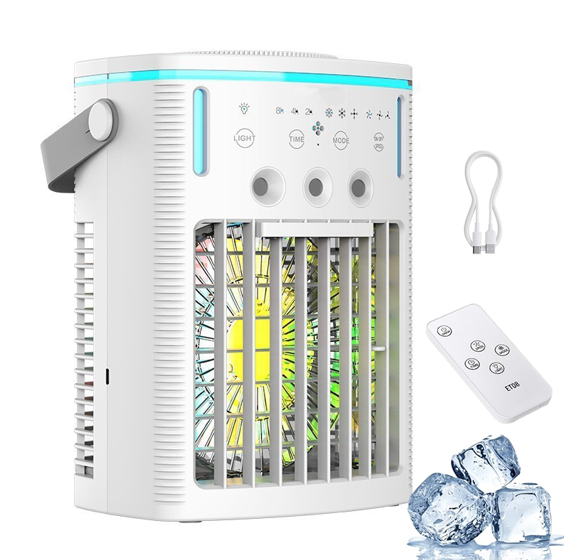 Miniaturowa przenośna klimatyzacja, wentylator z mgiełką, chłodziarka biurkowa z pilotem do sypialni, kampera, biura