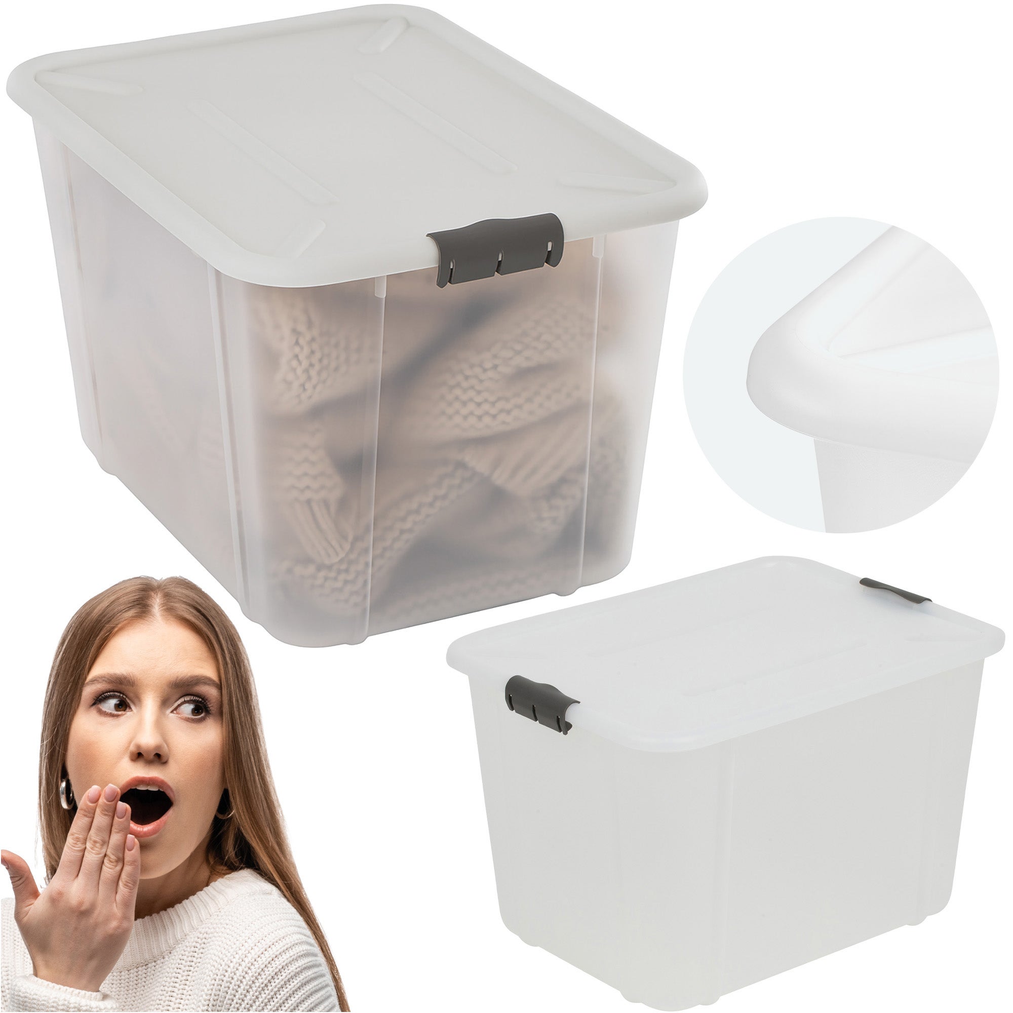 Pojemnik Plastikowy Pudełko 30 L Plastikowe Zamykany Z Pokrywką Pudło Box Do Przechowywania Na Zabawki Dokumenty Ubrania Mleczne