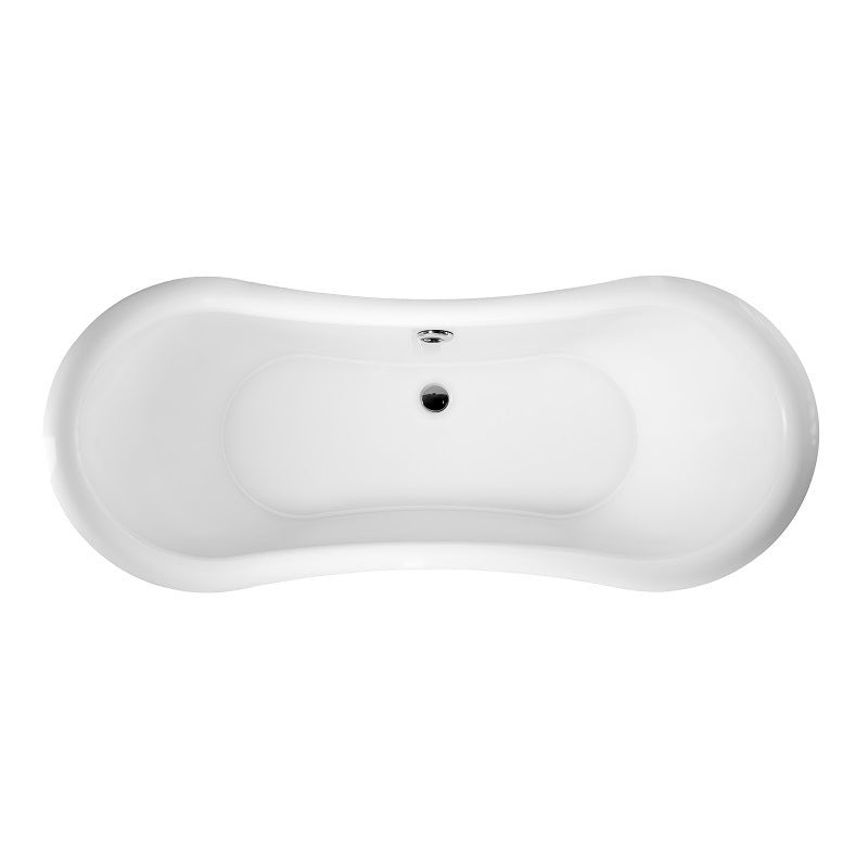 Baignoire sur pieds rétro DARLINGTON Blanche 175 cm Pieds de Lion Bronze jaune vieilli - 7