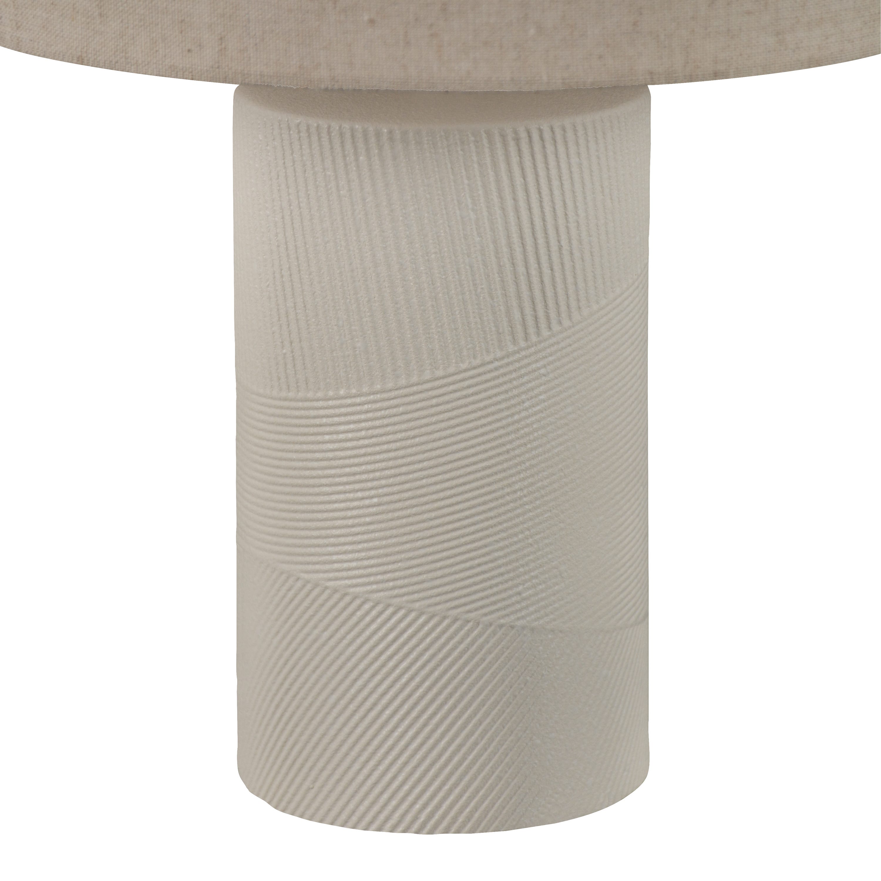 Candeeiro de mesa em cerâmica e abajur em linho bege LANZOMA - 1 x E27 - A. 43 cm - INSPIRE - 4