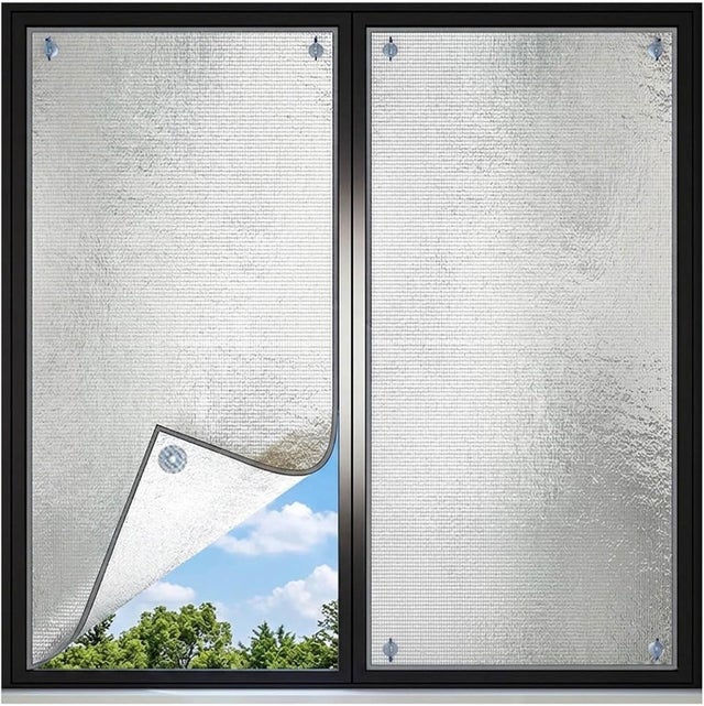 Film Isolant Occultant Réfléchissant Anti-UV avec Ventouse, 9mm Panneau de Protection Solaire, Opaque Anti Regard pour Maison Bureau Gris,100x140cm
