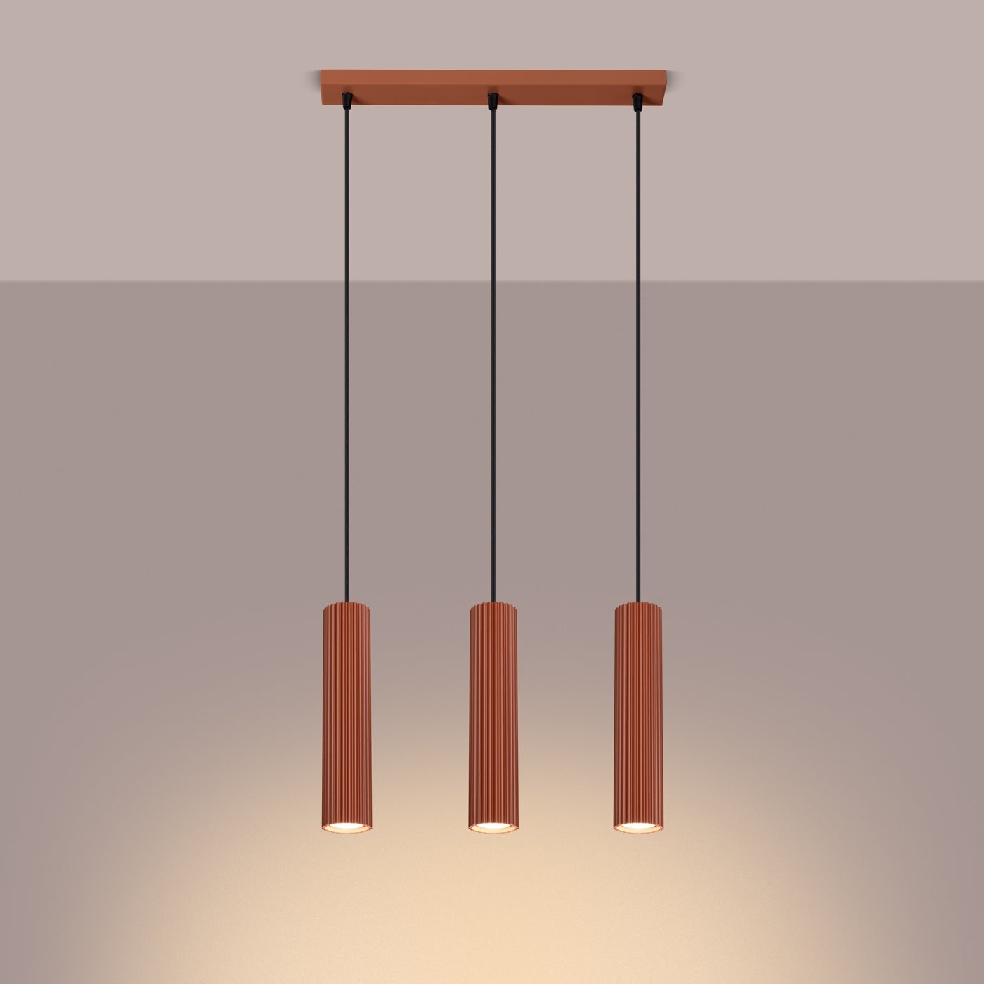 Lampa wisząca GLOOW 3L ochra czerwona LED 3000K - 45x6.5x98cm Sollux