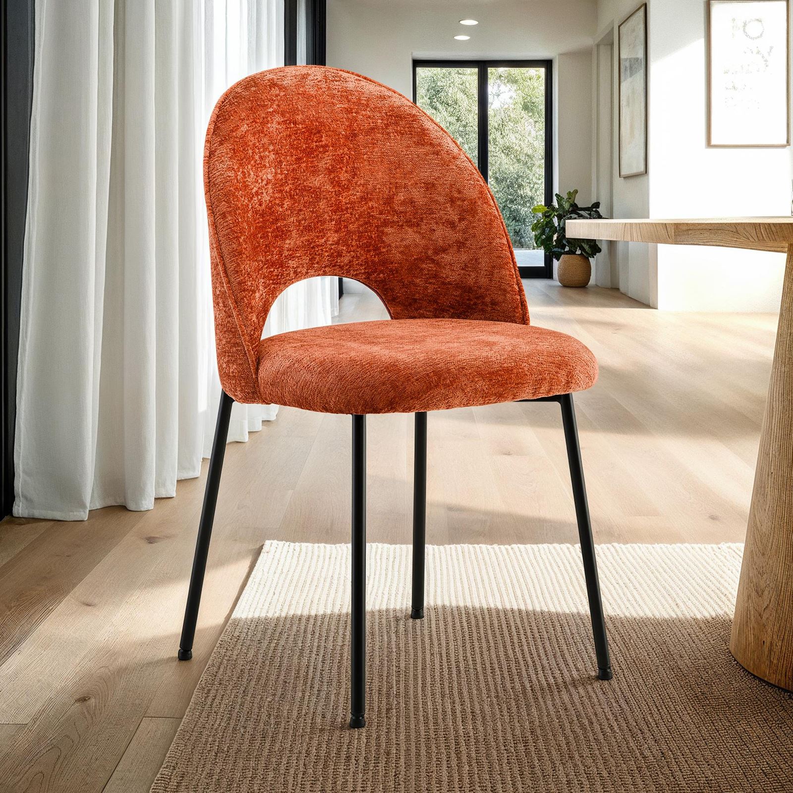 Lot de 2 chaises accoudoirs en tissu écru et structure métal - HELGA