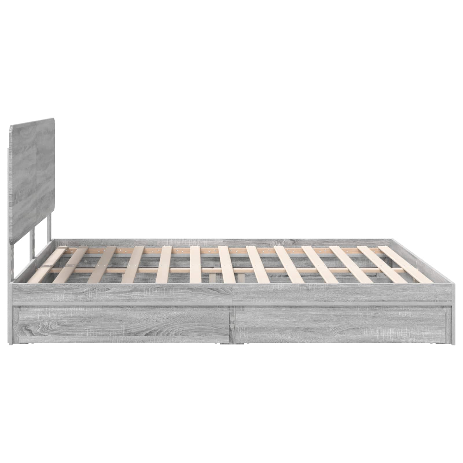 Lit avec rangement, panneau de bois, gris, pour la chambre, 180 × 200 cm - 9