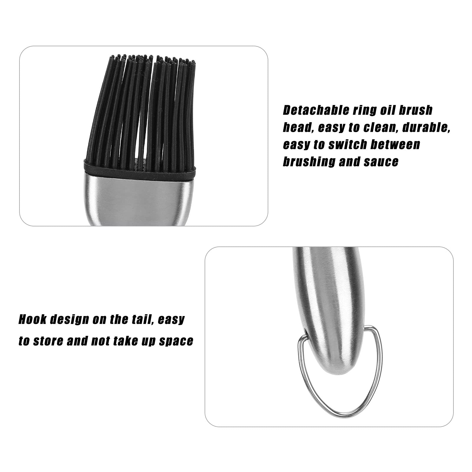 Pinceau à badigeonner en silicone, brosse à barbecue robuste, manche en acier inoxydable, haute température - 4