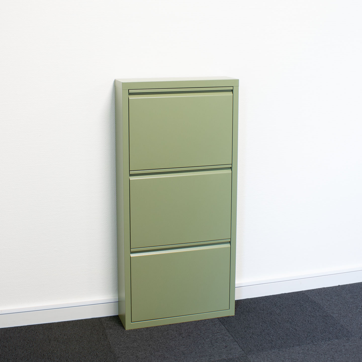 Pisa Armoire à chaussures à 3 rabats/portes en métal, vert. Livré entièrement monté. - 2