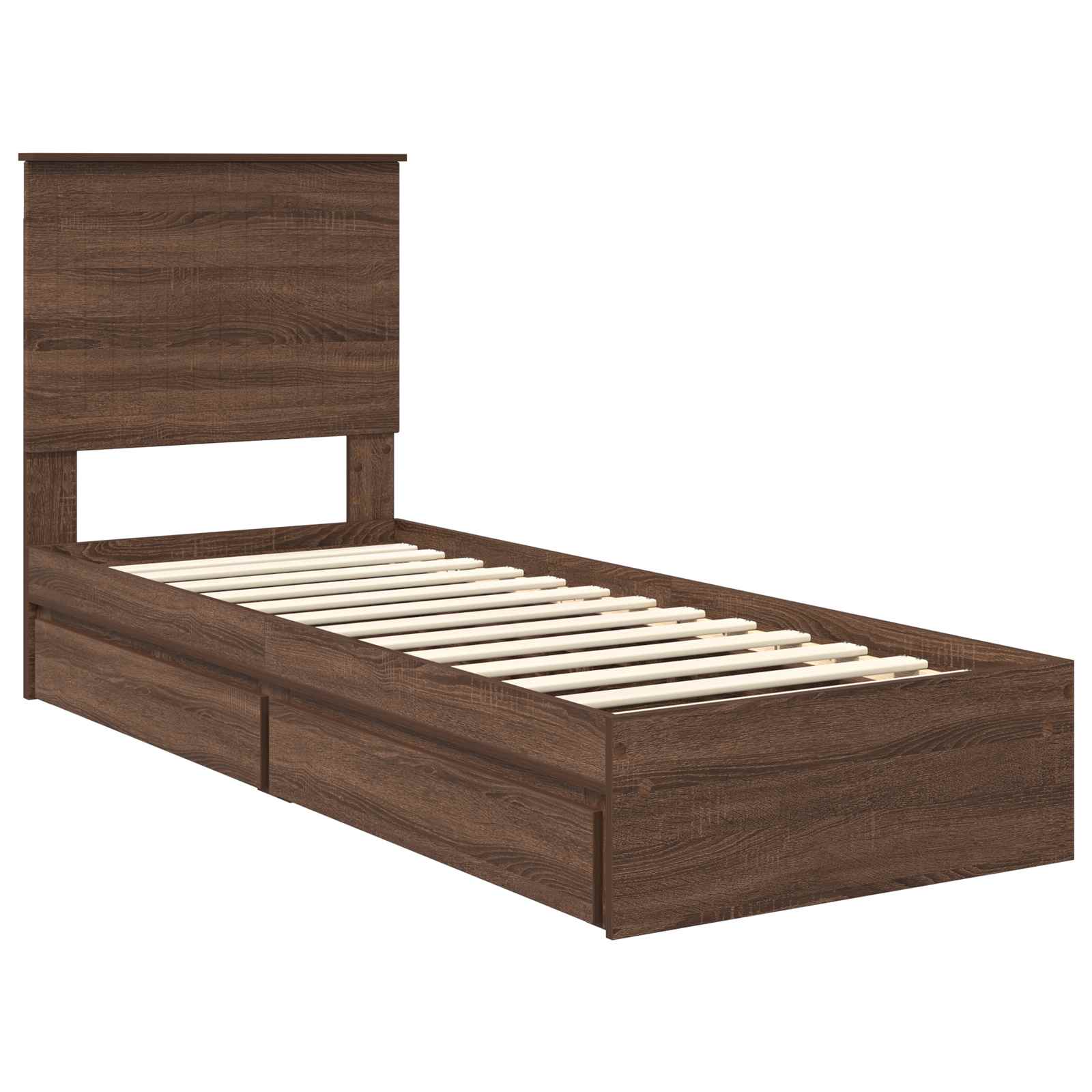 Lit coffre chêne brun 75 x 190 cm panneau de bois - 4