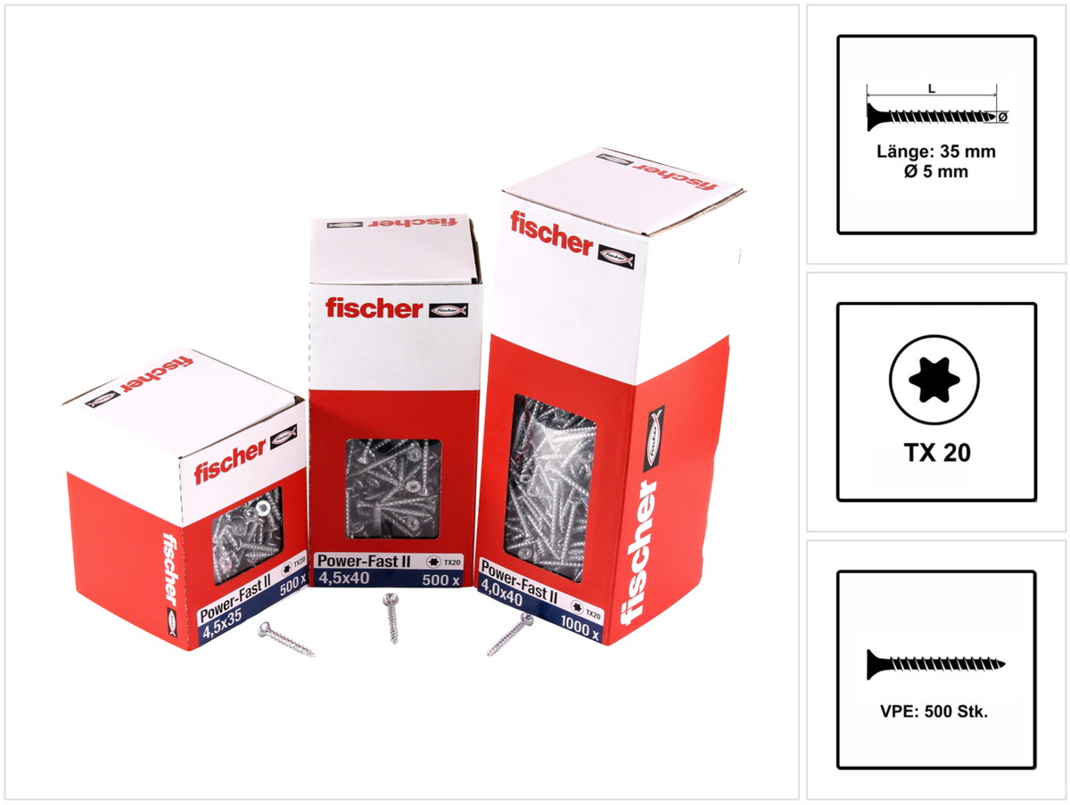 Fischer Viti per Legno, Blu Passivato, 5.0 x 35