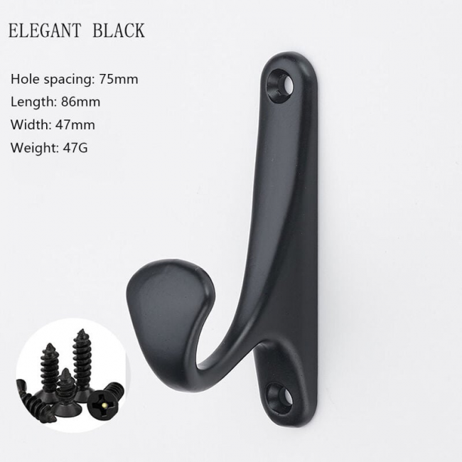 8 Ganci Appendiabiti Da Parete Neri - In Metallo Per Casa, Bagno, Cucina