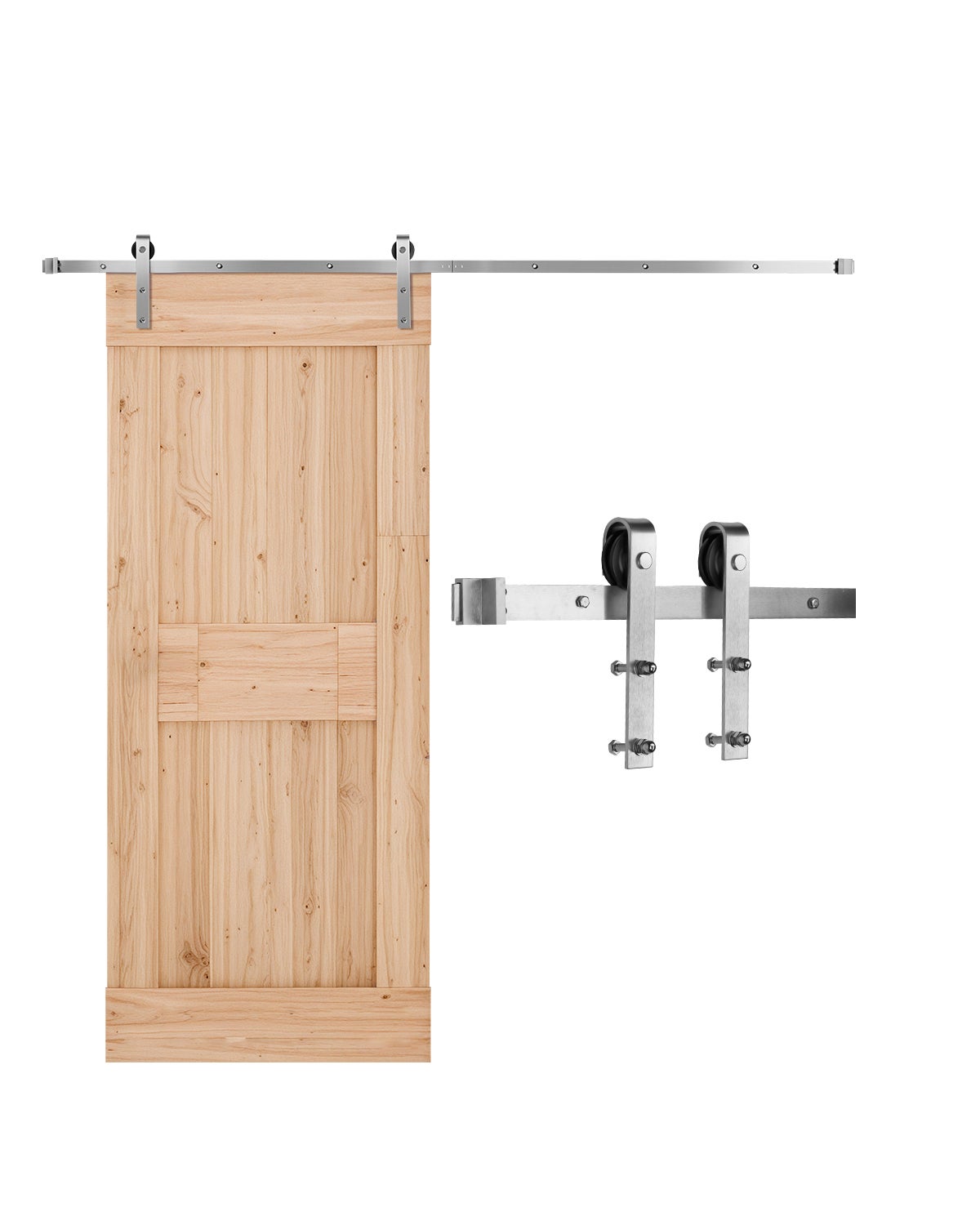 System drzwi przesuwnych Okucie drzwi przesuwnych 150 kg Szyna toru 2,44 m Srebrny VEVOR