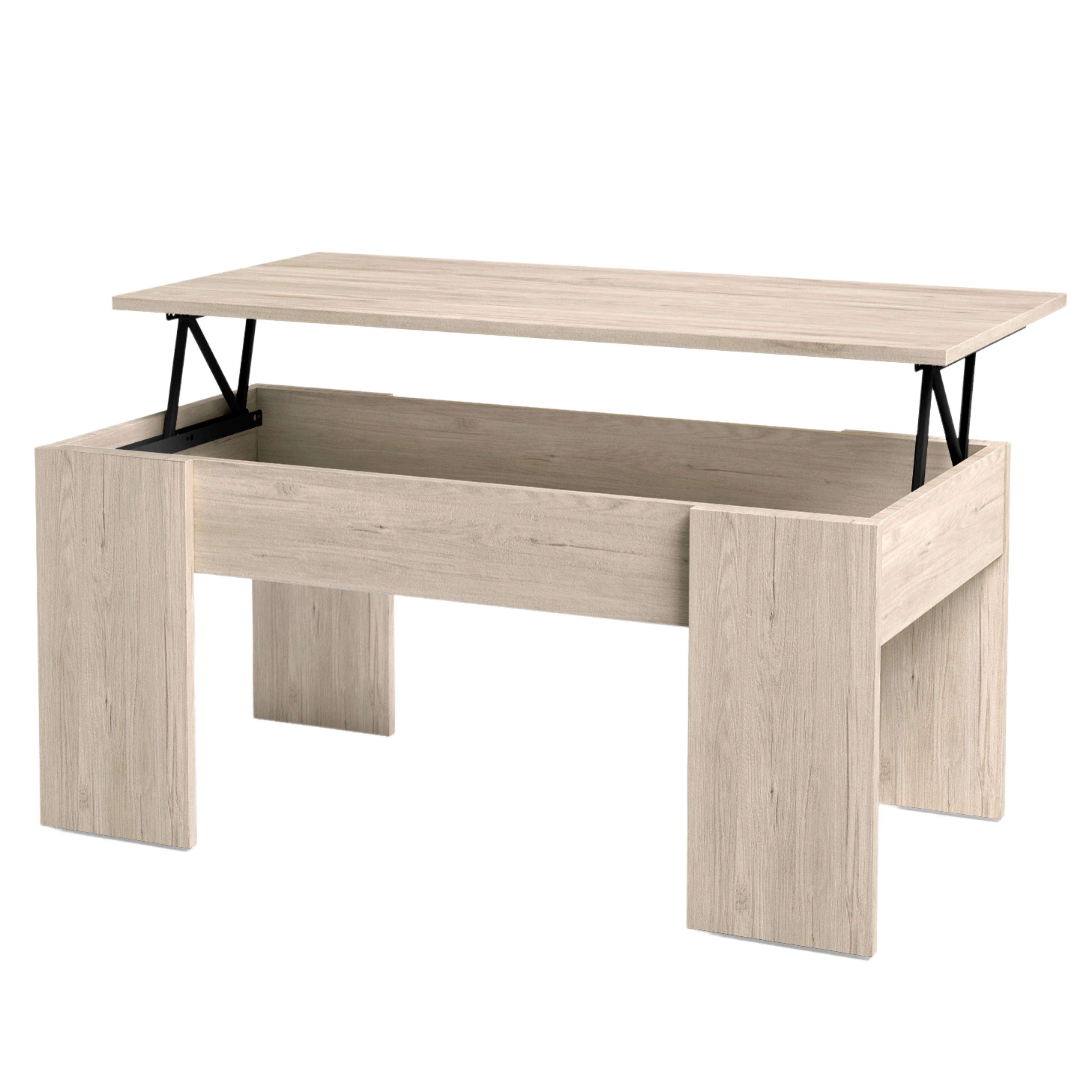 Mesa de centro elevable Low salón comedor color color sahara estilo moderno mueble 100x45x50cm - 2