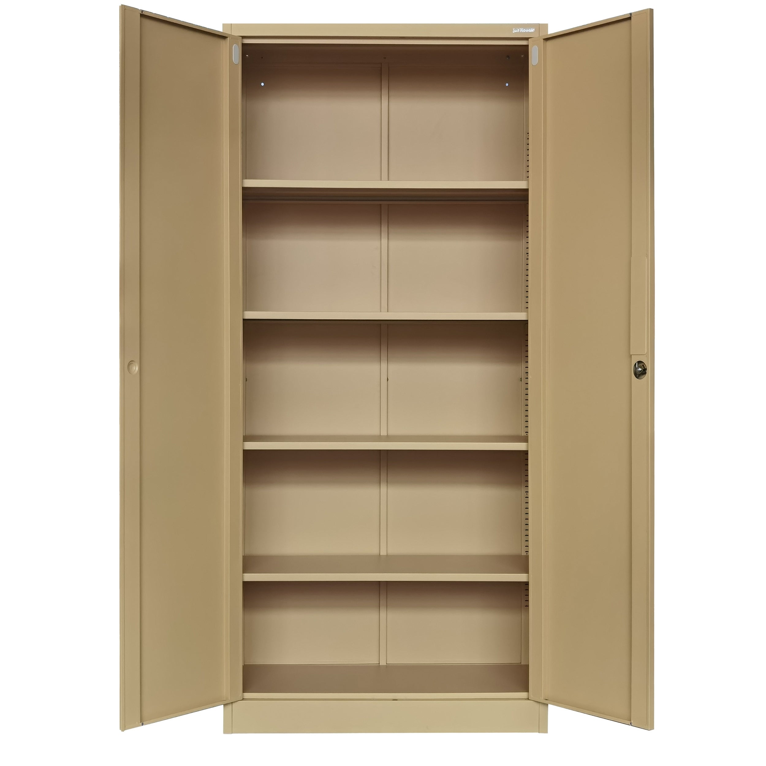 Armoire de Bureau de Rangement Métallique 4 étagères réglables 195 cm x 90 cm x 40 cm Beige pastel - 3
