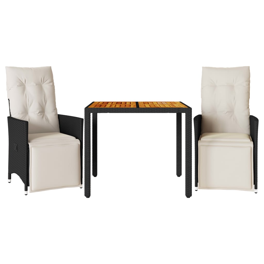 Zestaw Mebli Ogrodowych Czarny Polirattan Komplet Kawowy Stolik Krzesła Na Taras Balkon Ogród Do Restauracji