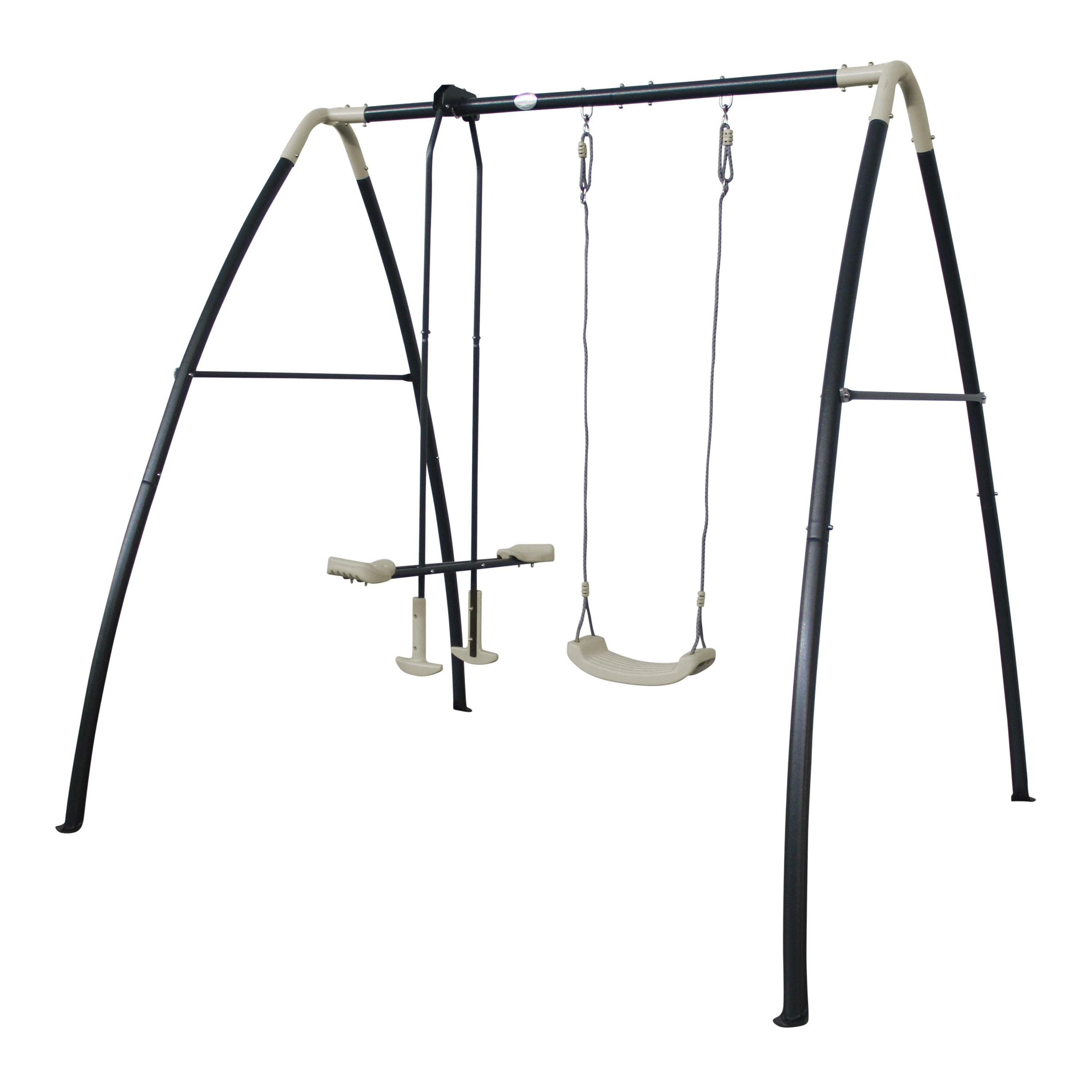 AXI Portique Balançoire Métal – 3 Agrès (1 Balançoire Simple + 1 Balançoire Duo) – 210x210x217 Cm – Charge 50 Kg Par Siège – Résistant Intempéries – Jardin