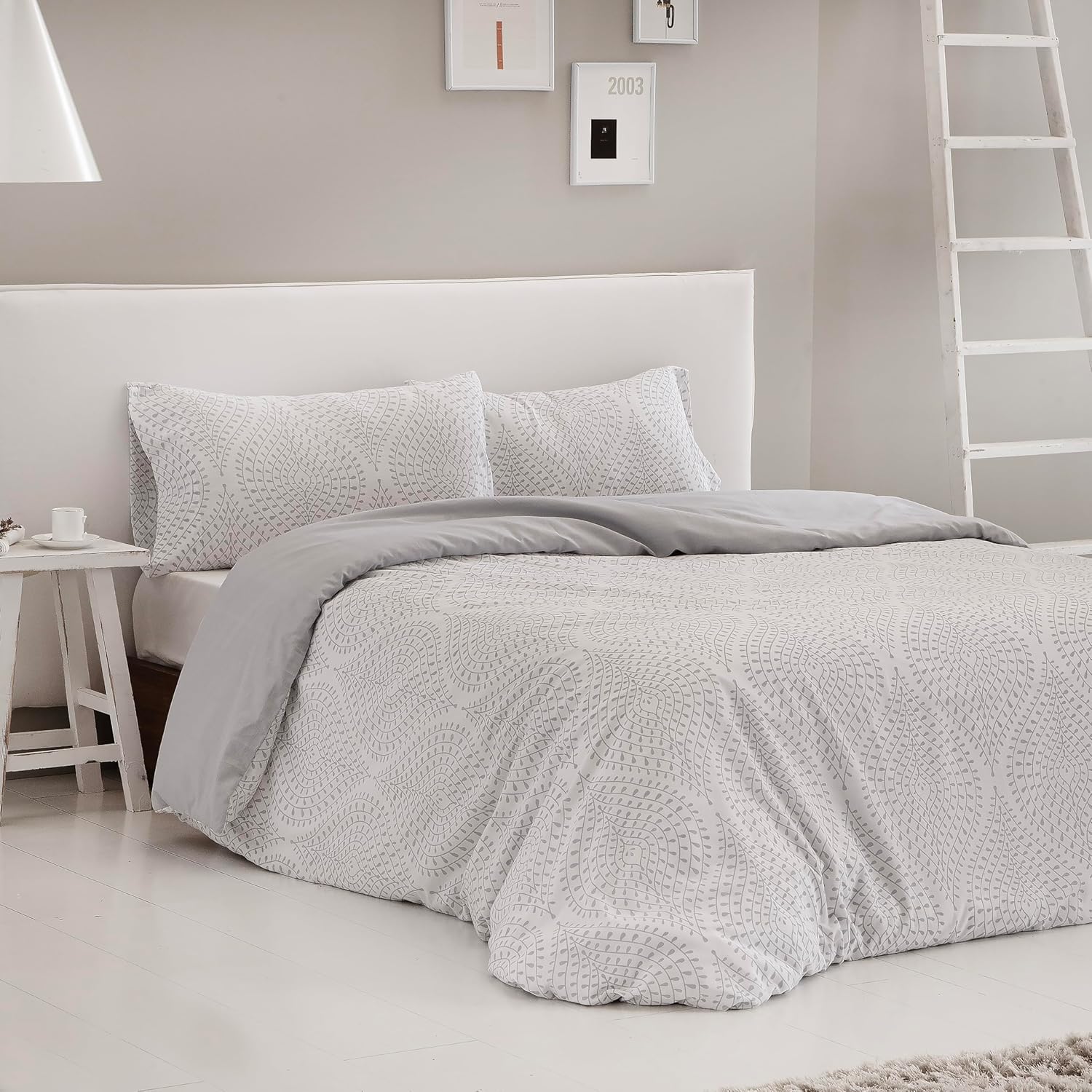 Cotton artean - funda nordica saja algodón poliéster gris 220 x 220 cama de 135