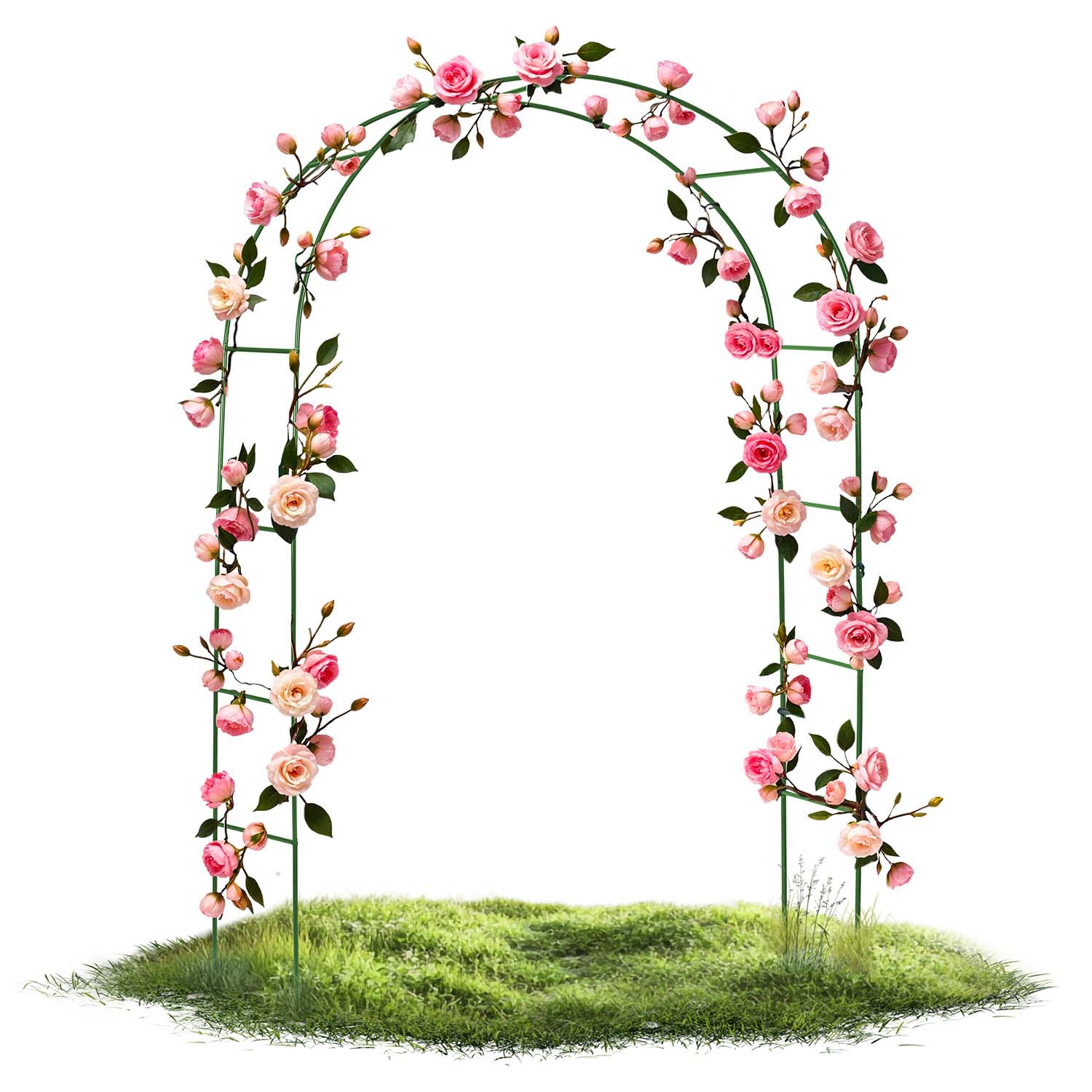 Pergola ogrodowa metalowa zielona łuk na kwiaty róże 240x140cm + kotwy Plonos - 2