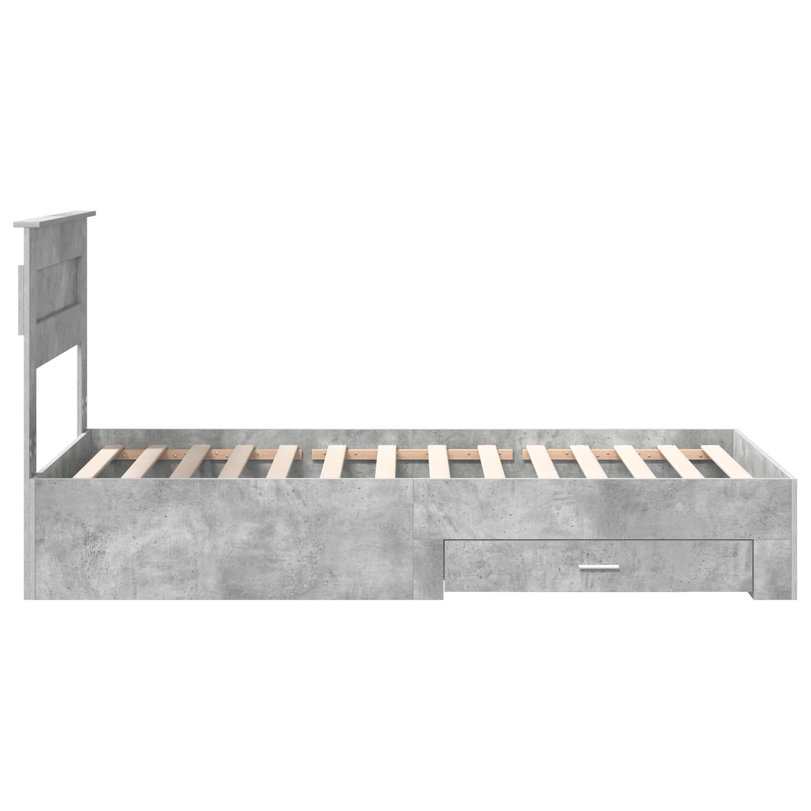 Cadre de lit en panneau de bois, gris béton et argent, pour la chambre, 75 × 190 cm - 8