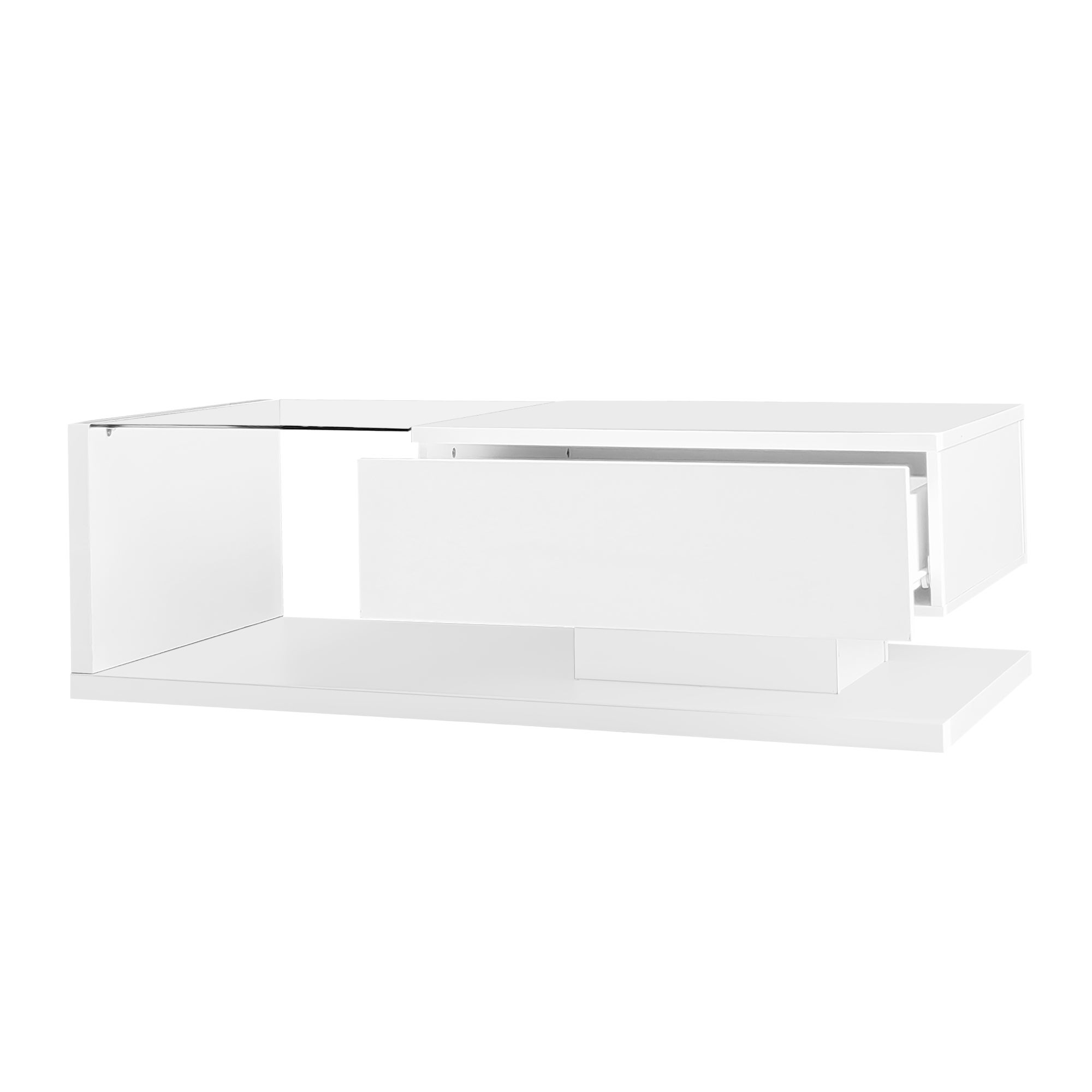 Table basse avec LED - en verre et panneaux de particules - Blanc - 8