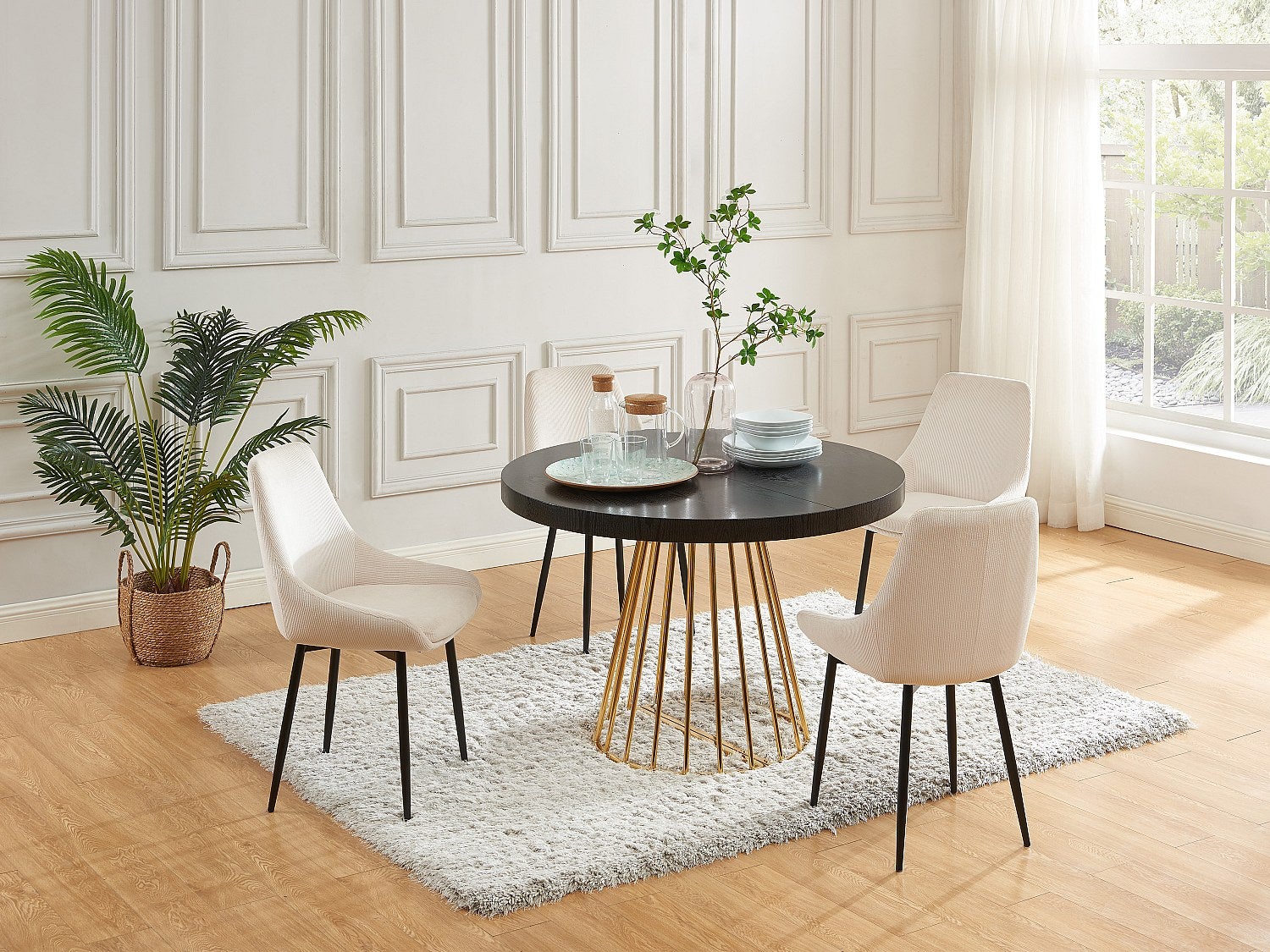 Vente-Unique  Mesa De Comedor Extensible 2 A 12 Comensales De Mdf Y Acero, Y, Firela Negro/Dorado , Leroy Merlin