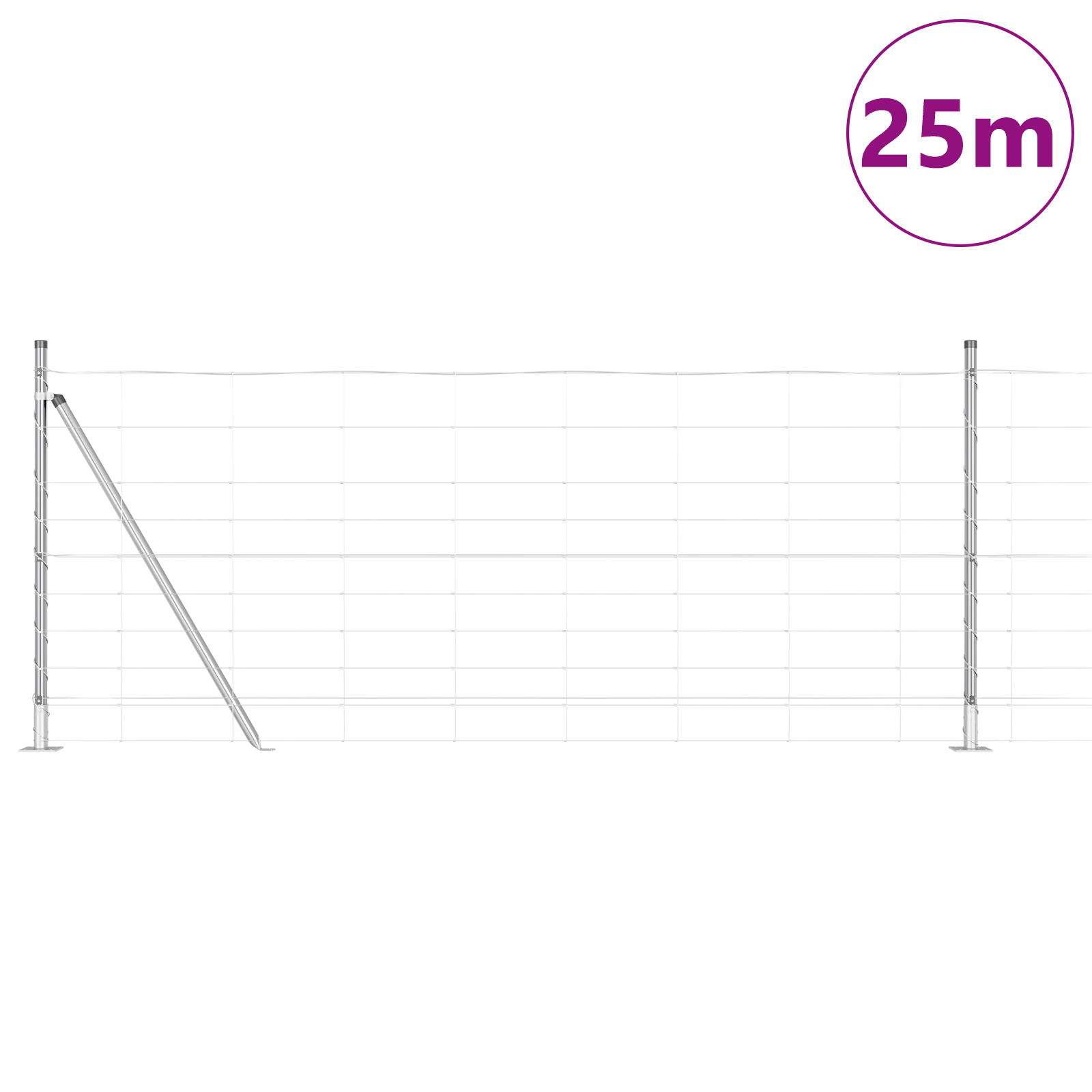 Słupek ogrodzeniowy. Galwanizowany 25 x 1 m Stal vidaXL