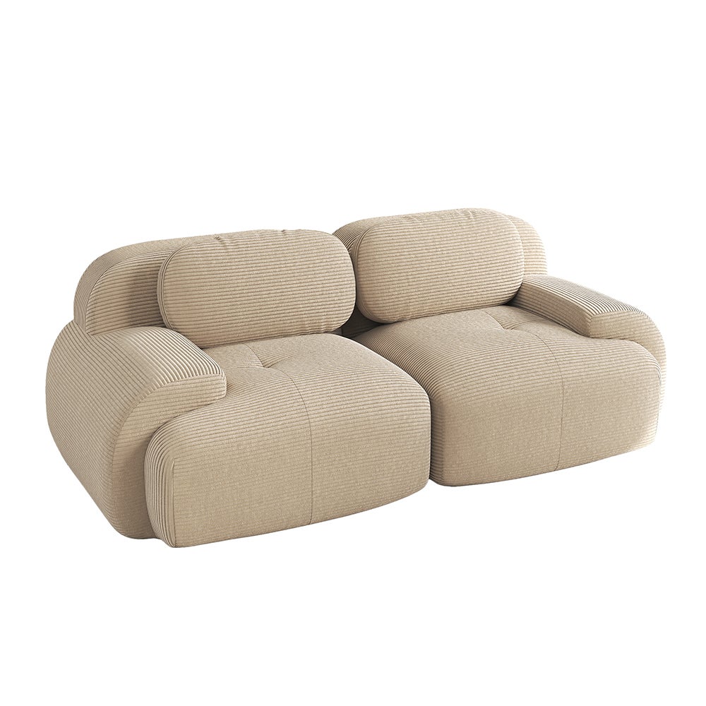 Canapé deux places en velours côtelé de 82 pouces avec accoudoirs incurvés et base antidérapante, beige - 6