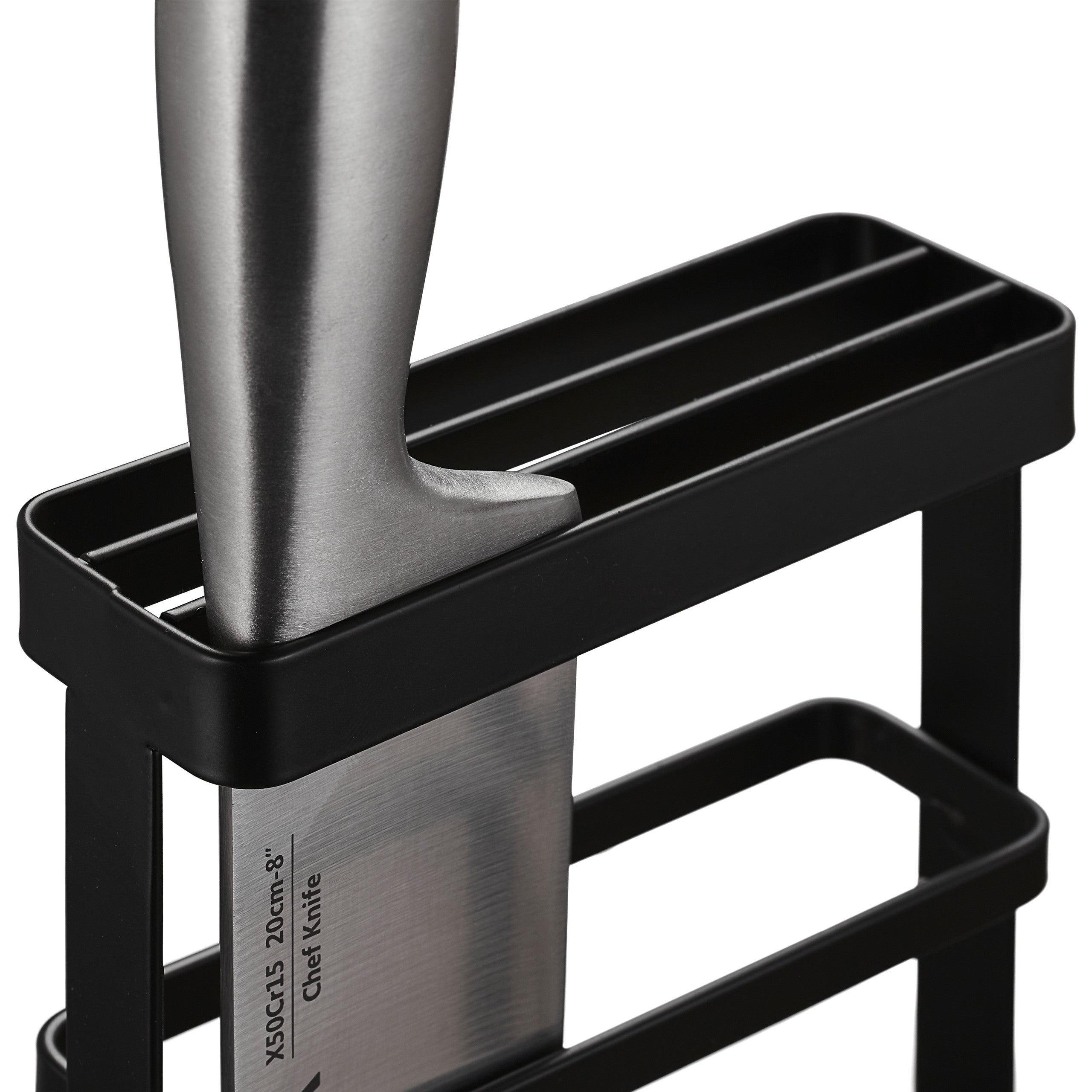 Soportes de Tablas y Cuchillos 2 en 1, Metal, Portatablas de Cocina, Organizador de Sobremesa, Negro, Relaxdays - 6