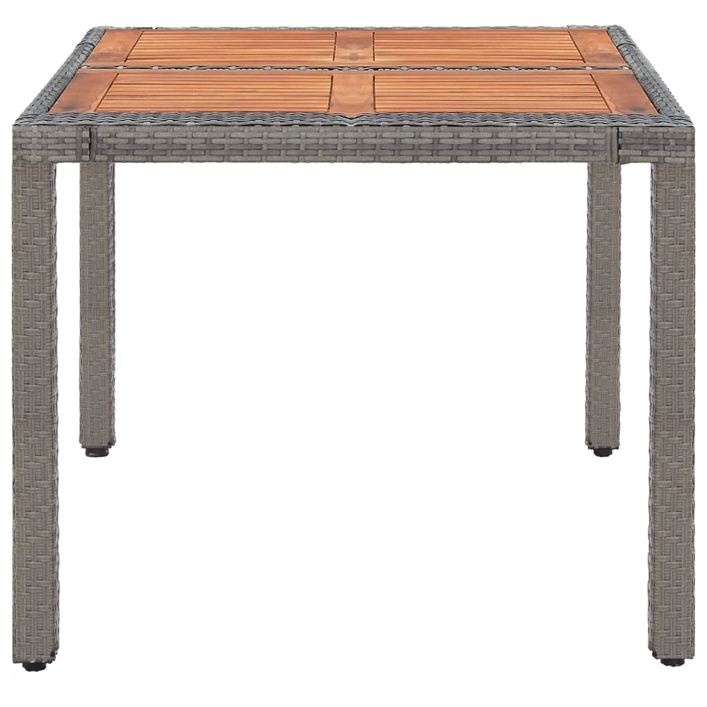 Table Jardin Extérieur VidaXL - Résine Tressée Gris Clair + Bois Acacia - 200x100x74 Cm - Terrasse Patio