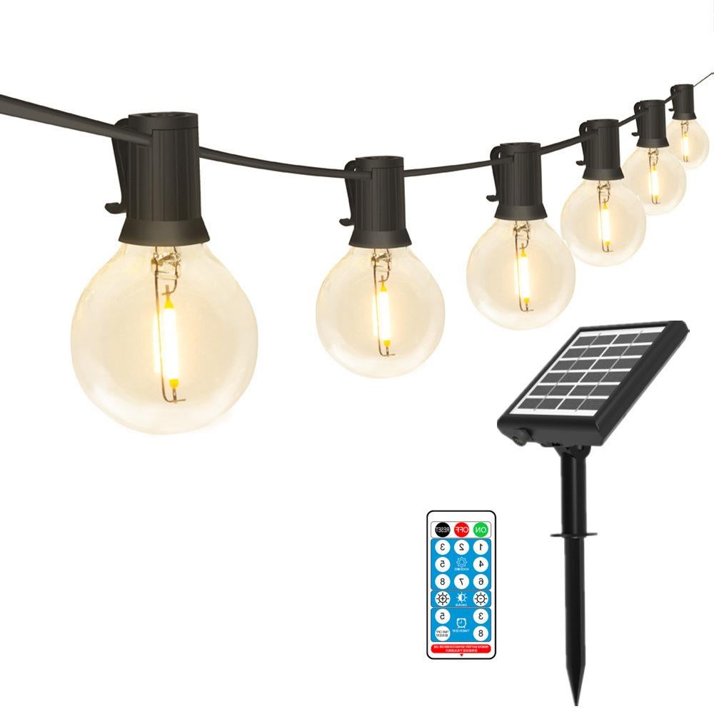 Akumulatorowa lampka solarna G40 - 9,5 m, 25 lampek, wodoodporna, pilot zdalnego sterowania, wskaźnik naładowania baterii, dekoracja świąteczna