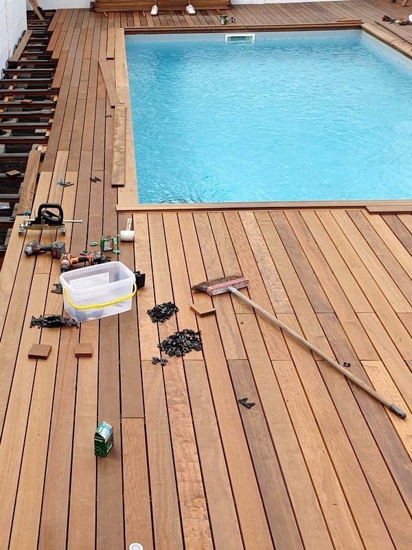 Kit terrasse 25m² en bois exotique itauba Longueur 1550mm avec clips HardWood, Lambourde, cale de ventilation, plot pvc et Bande bitumineuse - 2