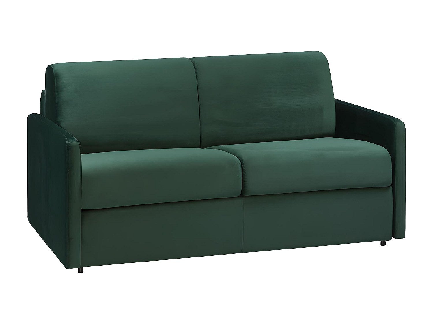 Kanapa 2-osobowa rozkładana z weluru CALIFE - Kolor zielony - Łóżko 120 cm - Materac 22 cm z pamięcią kształtu