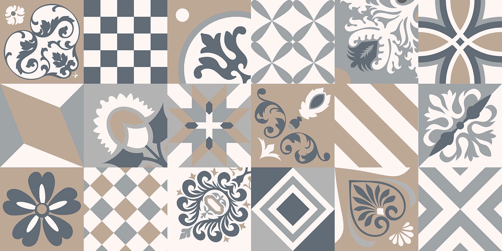 Crédence adhésive sticker décoratif pour cuisine - Effet carreaux de ciment - Adhésif BRILLANT - 60x120 cm - 2