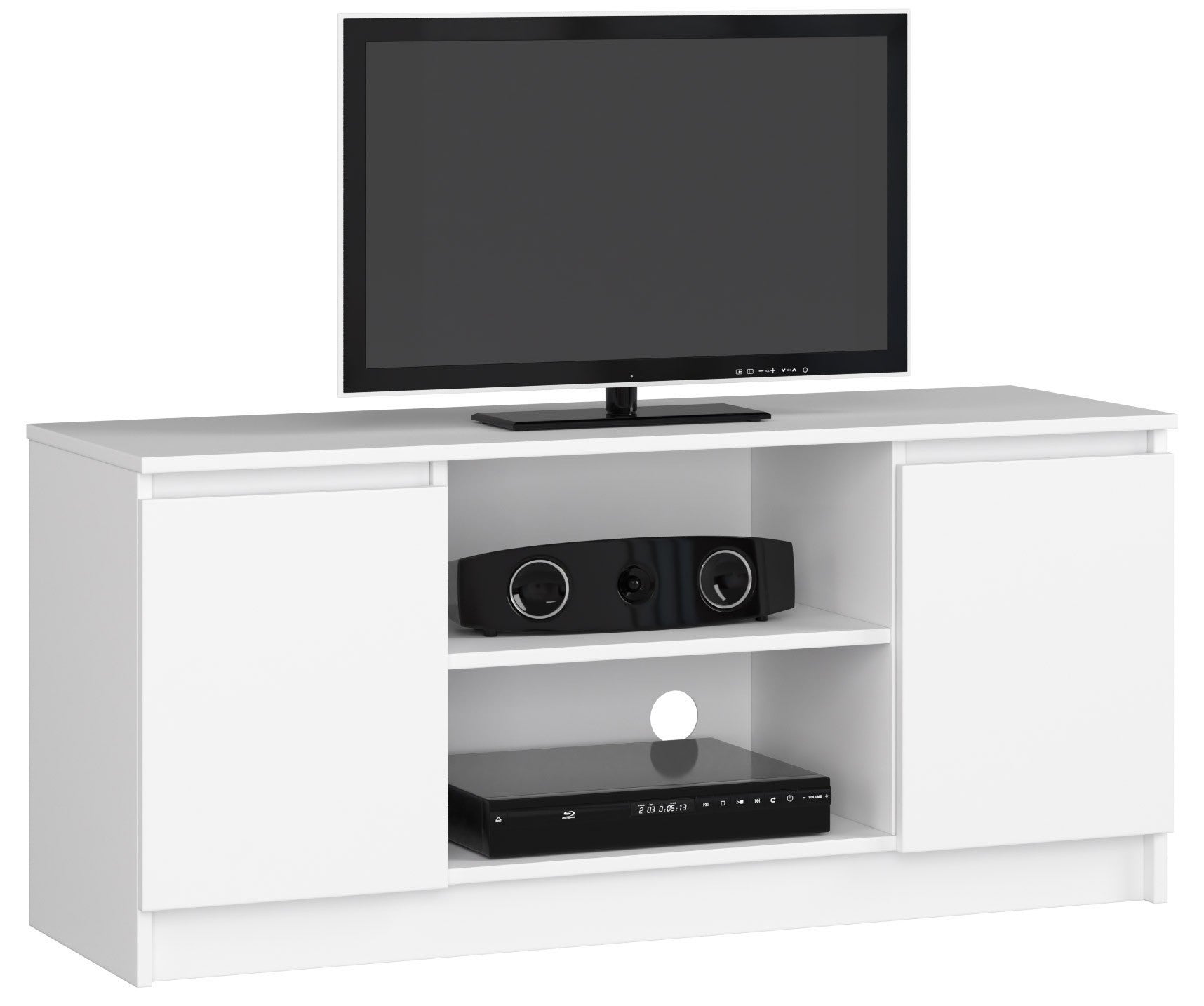 Szafka RTV AKORD Biała 120 cm 2 drzwi kolor Biały mat 2 półki 120x40x55 cm
