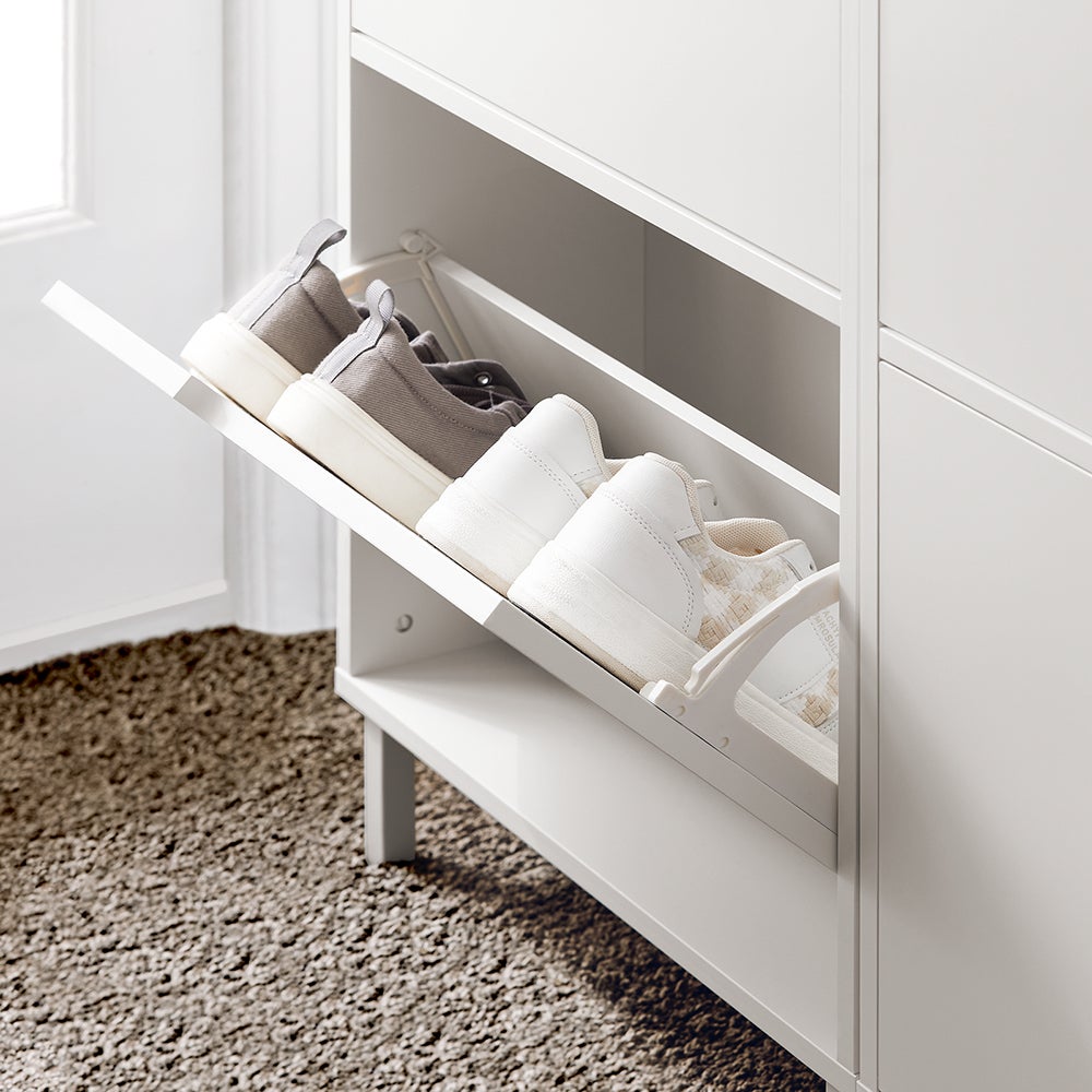SoBuy Meuble à Chaussures Meuble de Rangement à Chaussures avec 2 Abattants Meuble d'Entrée – Blanc, FSR151-W - 4