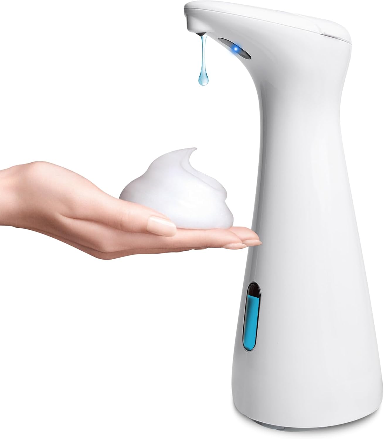 Dispenser Sapone Automatico A Sensore, 360 Ml, Ricaricabile USB, IPX5, Fissaggio A Parete, Bianco