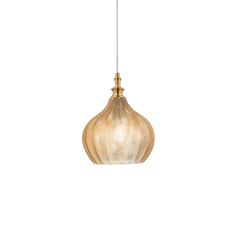 Gea Luce  Cleofe, Lámpara Colgante De Cristal Ámbar Transparente Y Latón, Casquillo 1Xe27, Estilo Vintage, Ip20, 1Xe27 Máx 1X60w, D.23cm, Bombillas Excluidas , Leroy Merlin