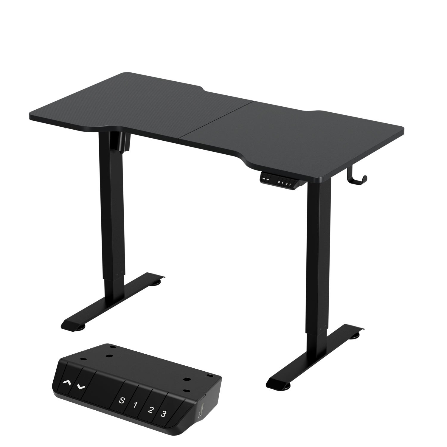 Biurko z regulacją wysokości 140 x 60 cm, elektryczne biurko stojące z portem ładowania USB-A/C, sterowanie z pamięcią, funkcja antykolizyjna, czarne