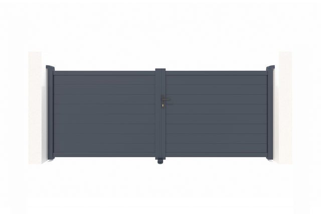 Portail battant 3,5m EIGER H.140cm aluminium gris