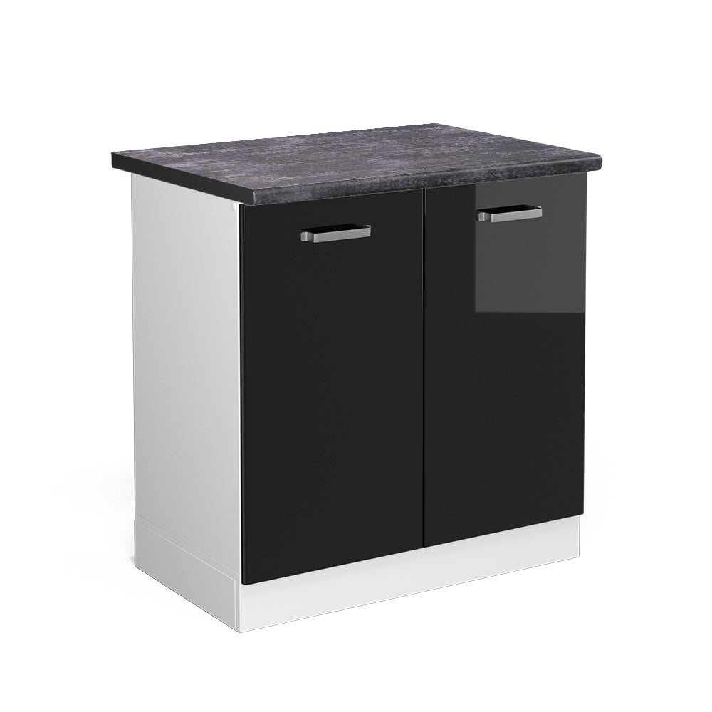 Vicco Szafka pod zlew R-Line, Czarny wysoki połysk, 80 cm , BP Antracyt