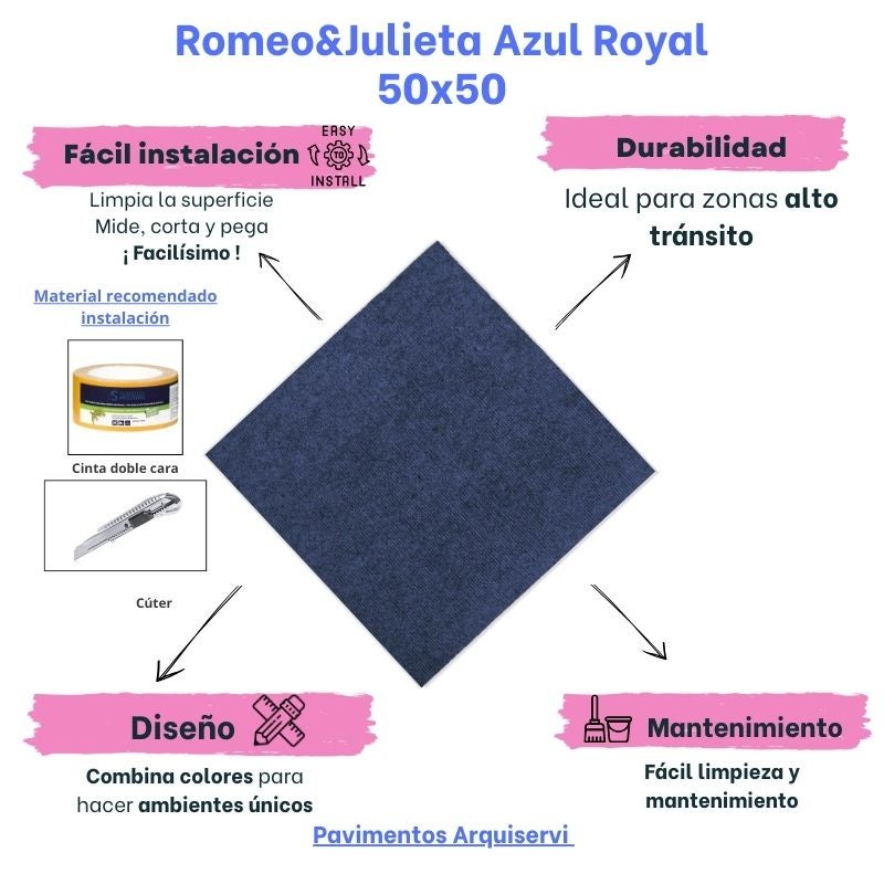 Arquiservi - Moqueta en loseta Viena Royal 50x50 (10M2) | Antiestática, insonorizante y apta para oficinas y hogar - 6