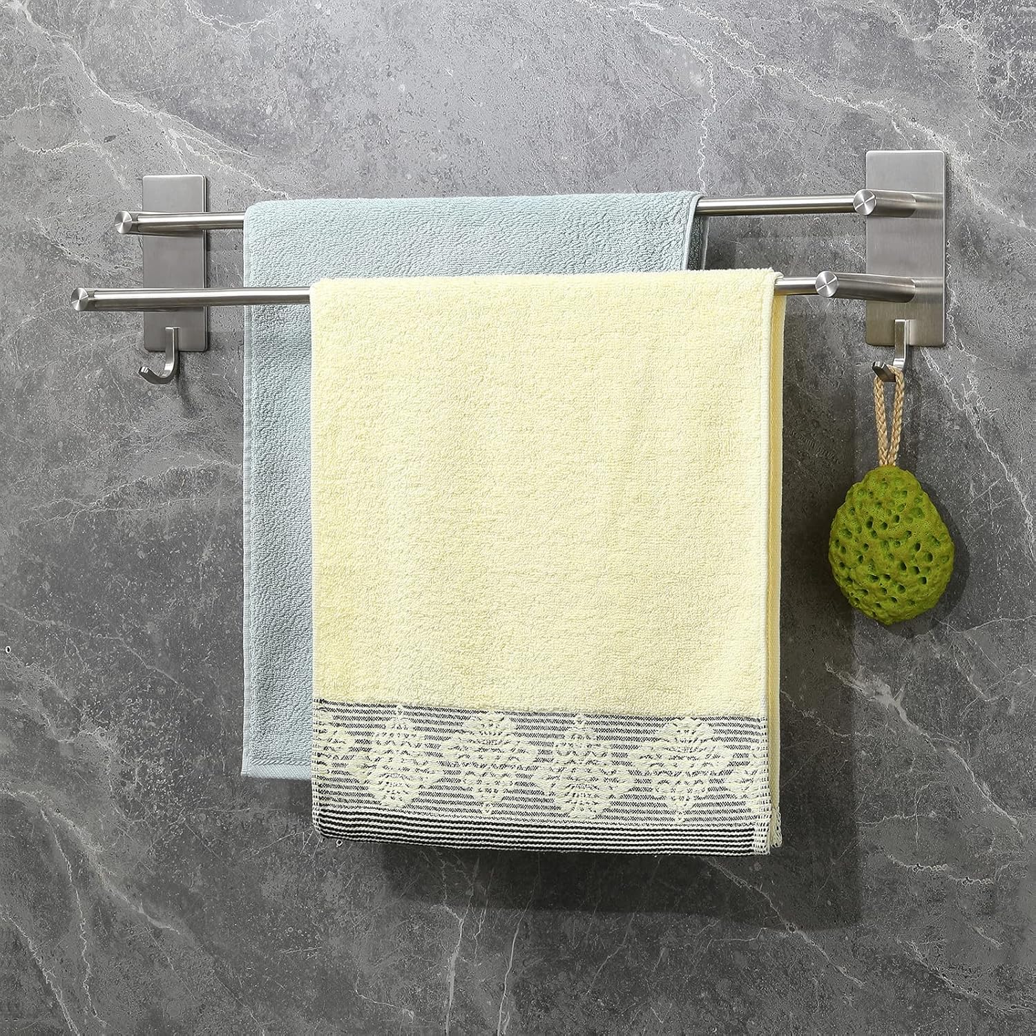 Wieszak na ręczniki łazienkowe, nie wymaga wiercenia, 55 cm, ze stali nierdzewnej, samoprzylepny, nowoczesny i elegancki, akcesoria łazienkowe, nie w