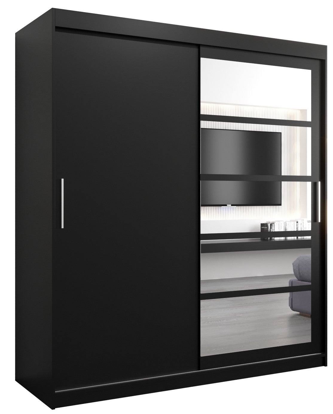 Szafa przesuwna garderoba ROMA 1 180 x 62 x 200 cm Czarny - Abiks Meble