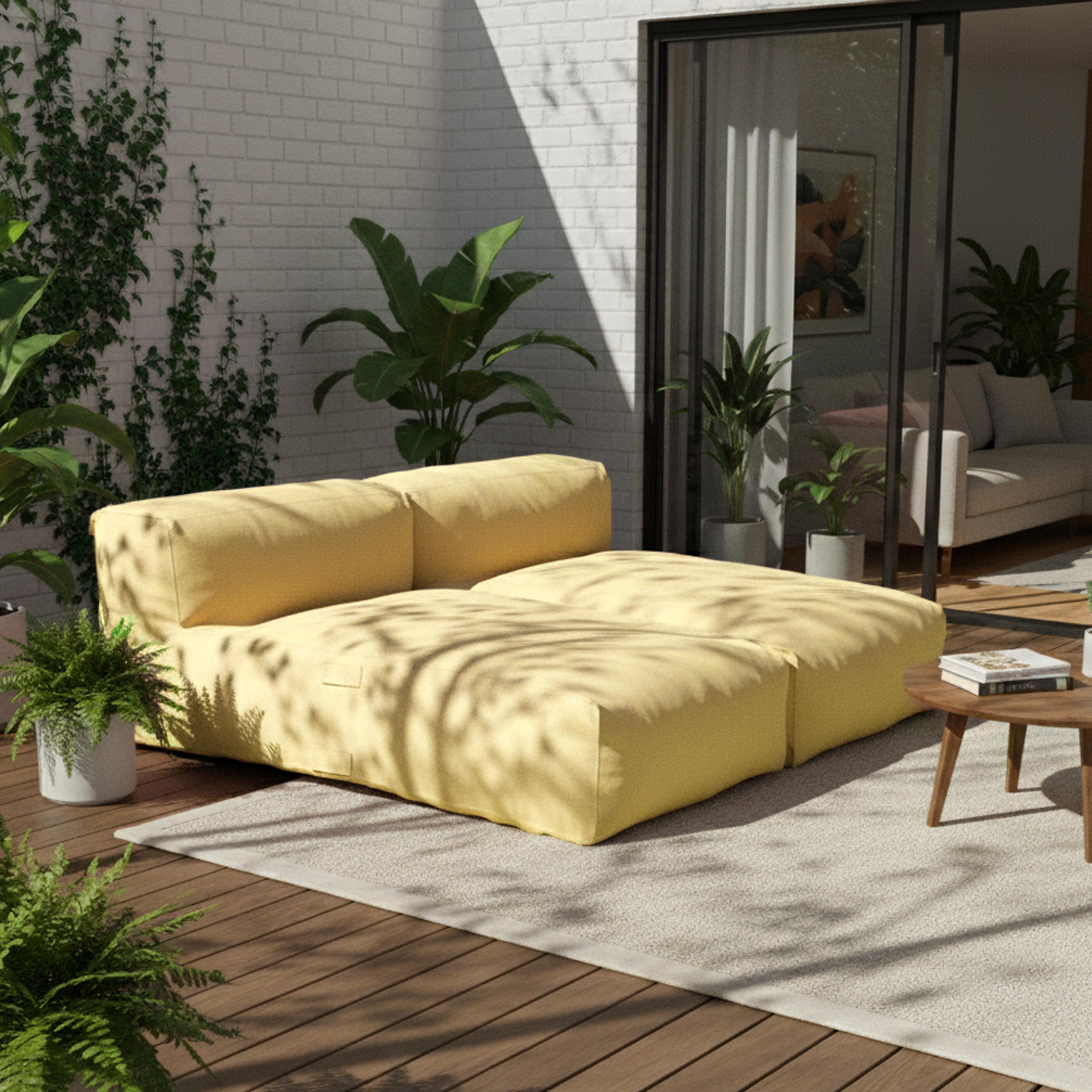 Oviala  Conjunto Modular De Muebles De Jardín Con 2 Chaise Mixi Amarillo/Claro , Leroy Merlin