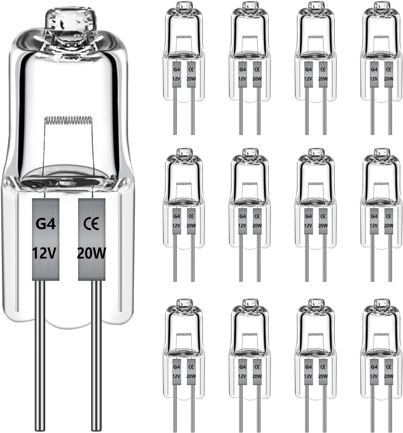 12 pezzi G4 lampadina alogena 12V 20W 280LM, dimmerabile 2700K bianco ...