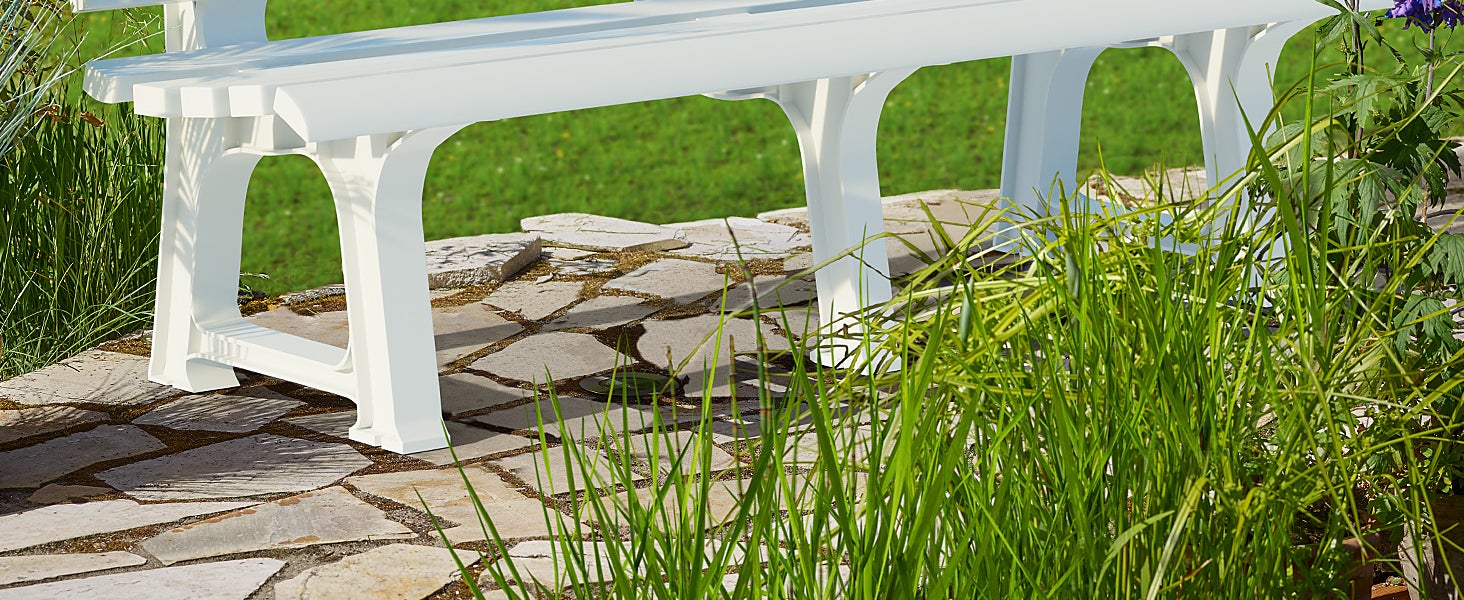 Casaria Banc de Jardin Orchidea blanc 3 places banc d'extérieur en plastique banquette 145x49x74 cm Jardin terrasse parc - 6