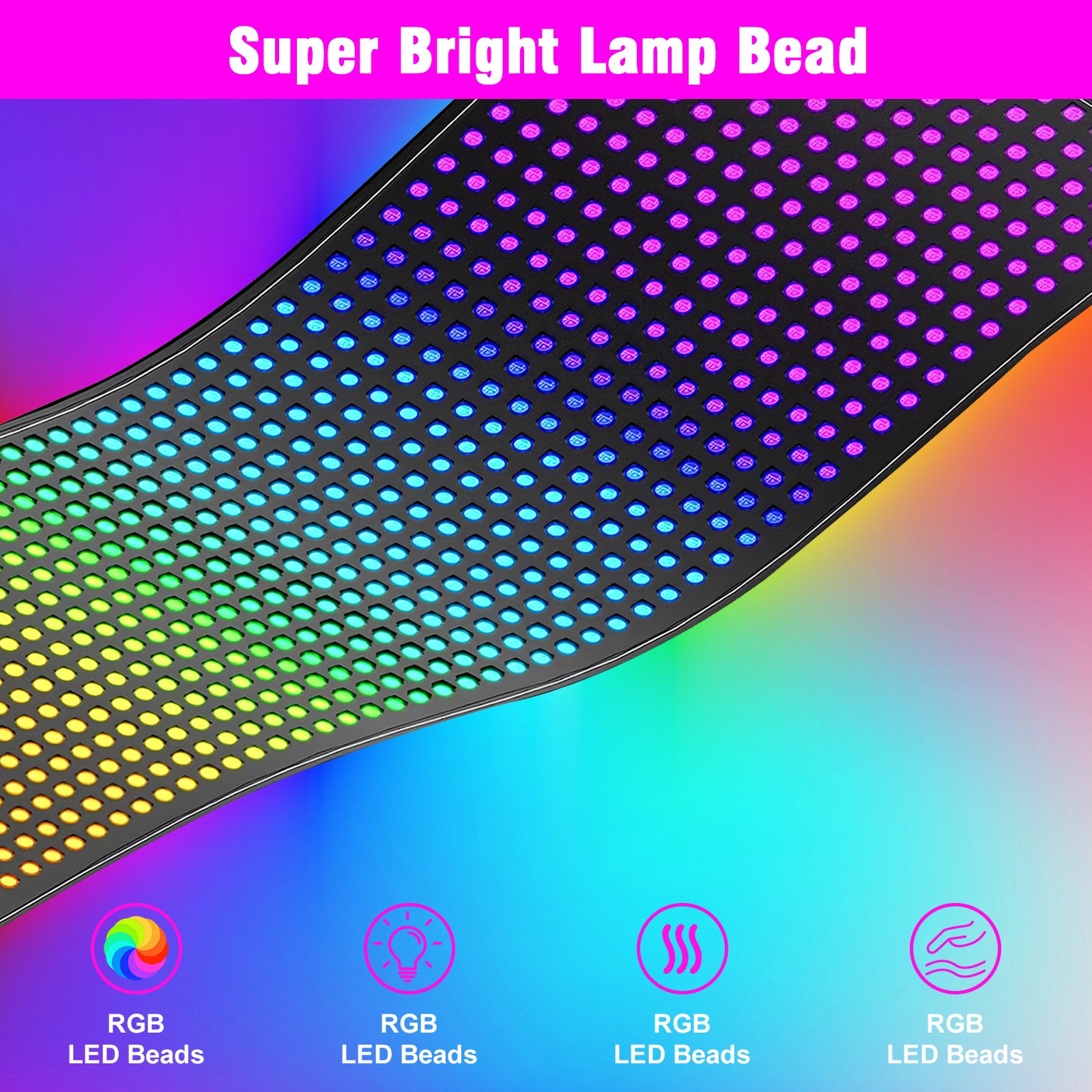 LOVHAUS Écran LED Souple Adhésif 16x96 Pixels—1280 LED RGB,contrôle APP & télécommande,10x35cm Panneau lumineux flexible pour vitrines et restaurants - 8