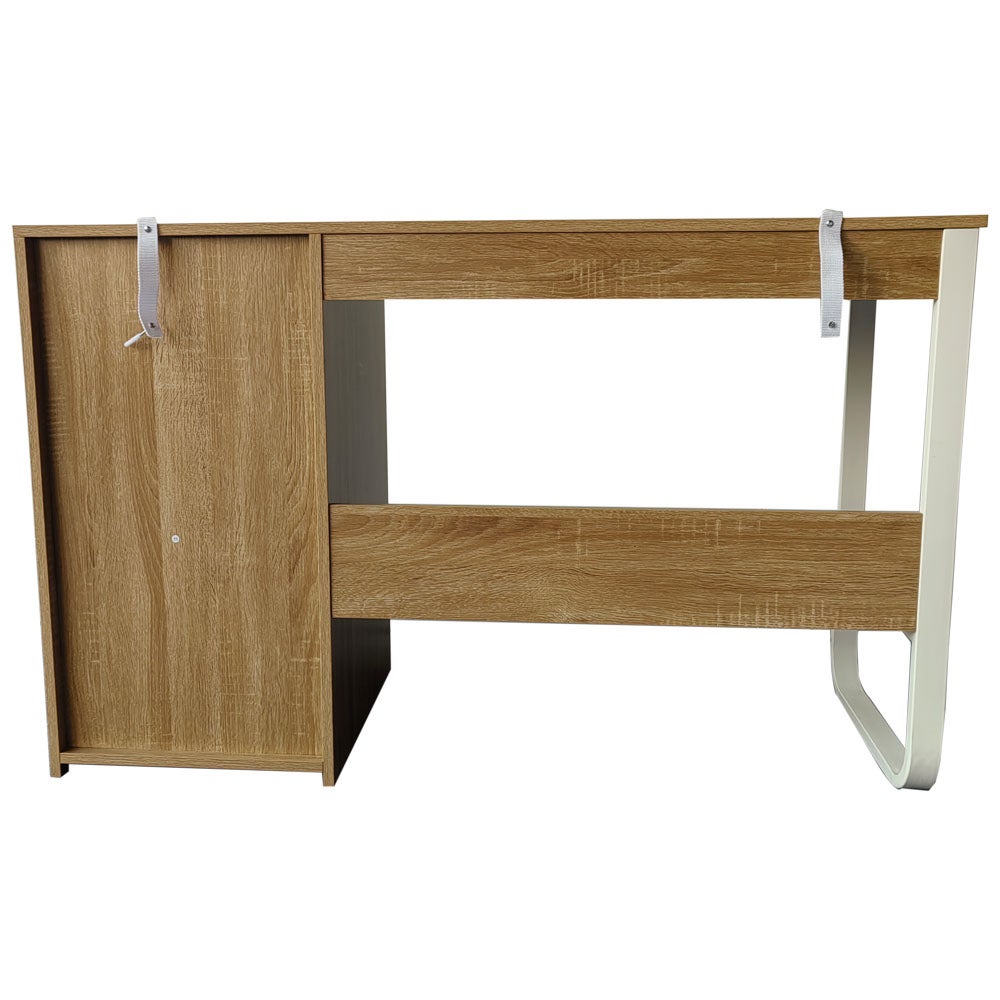 Bureau de 120 cm avec 3 tiroirs, bureau d'ordinateur moderne, structure métallique blanche, couleur Sonoma/blanc 120 x 48 x 74 cm - 6