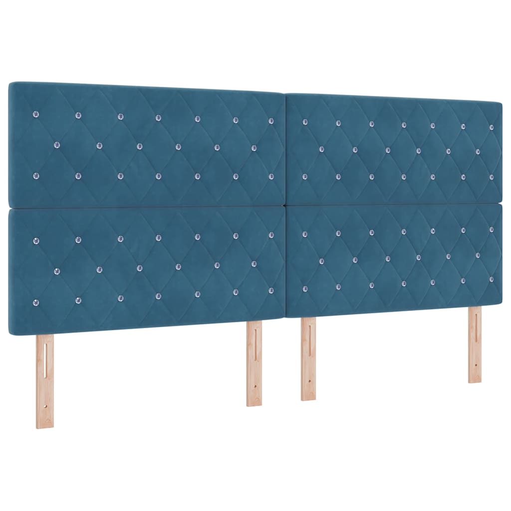 Cama Box Spring LED Azul Oscuro 200 x 200 cm Terciopelo | Leroy Merlin